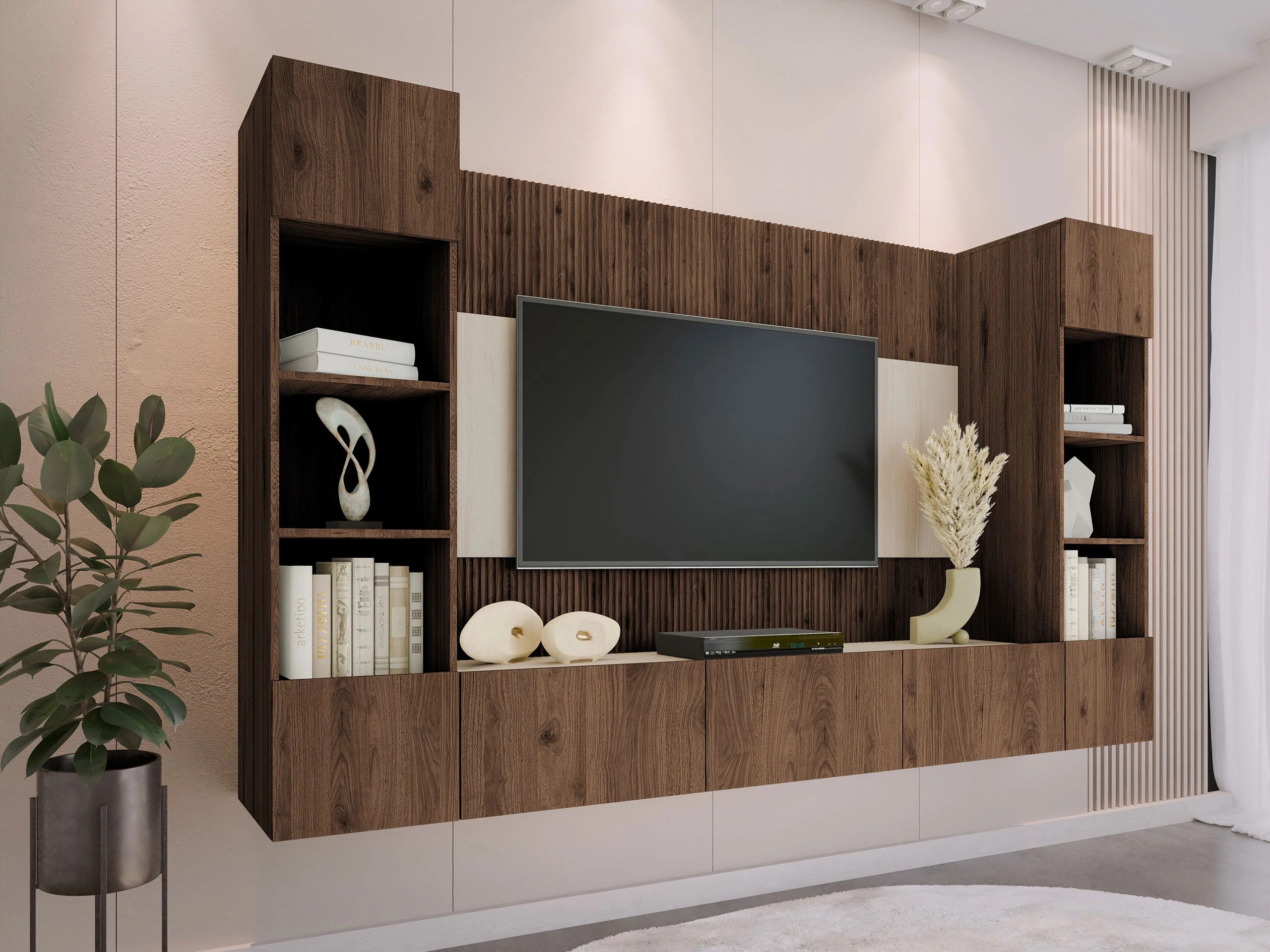 Viesistabas komplekts Comfivo Salix I (Riekstkoks + Gaišs Travertine)