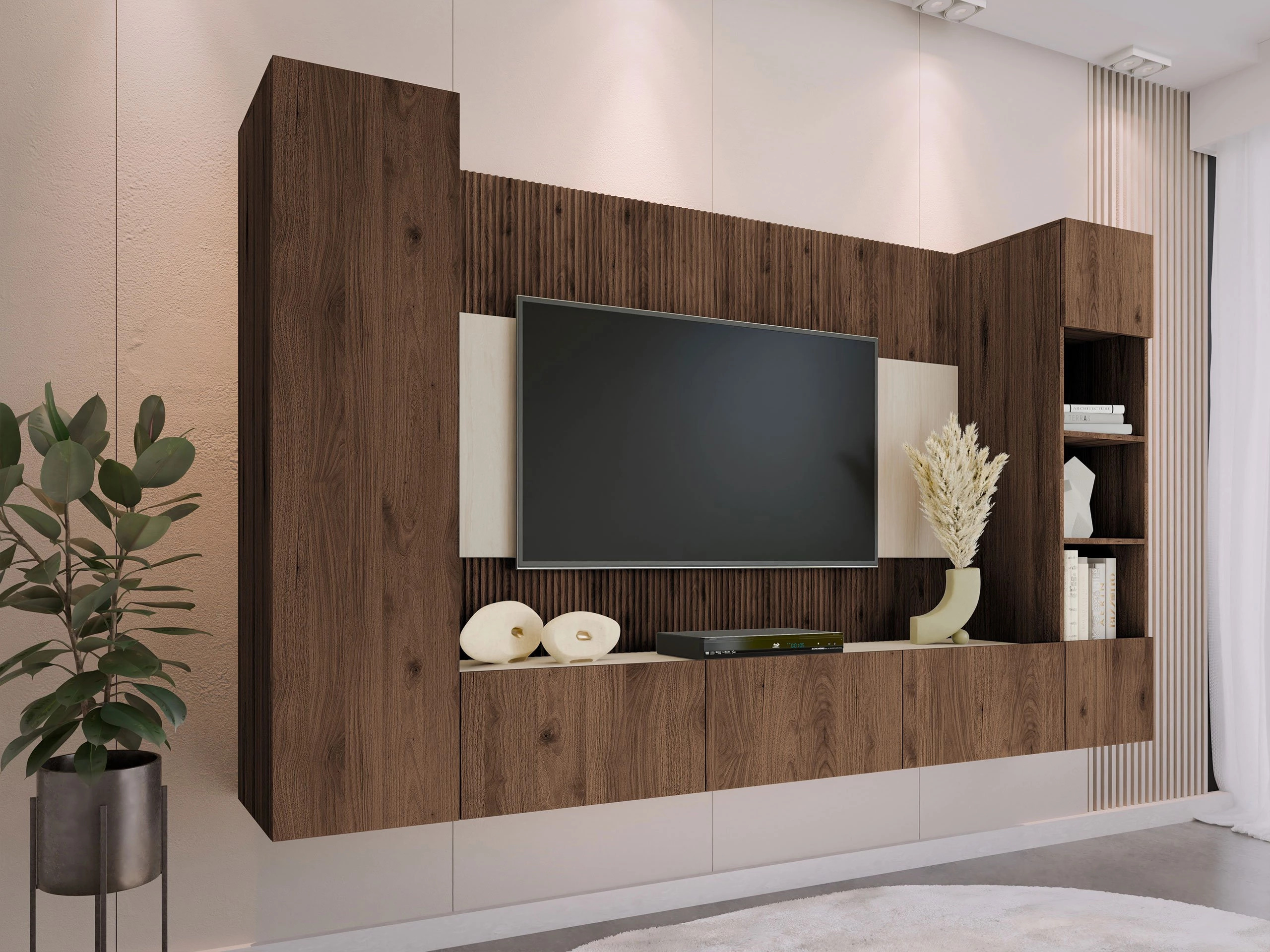 Viesistabas komplekts Comfivo Salix IV (Riekstkoks + Gaišs Travertine)