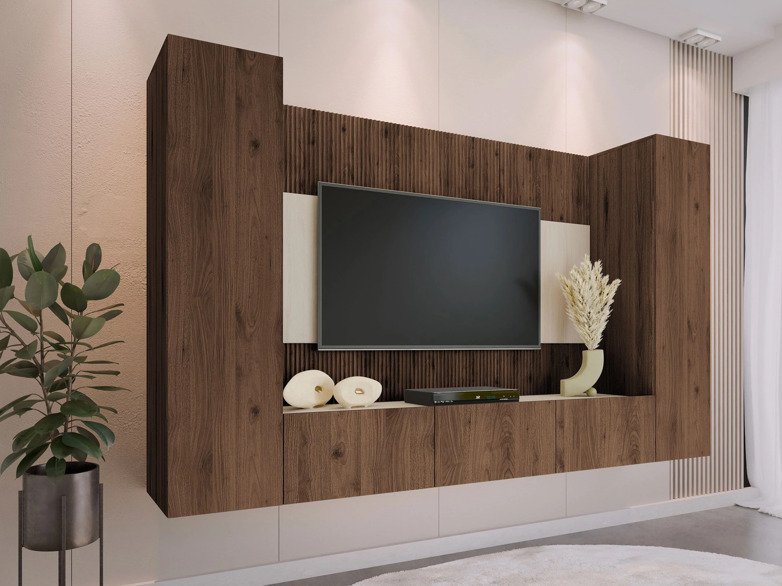 Viesistabas komplekts Comfivo Salix V (Riekstkoks + Gaišs Travertine)