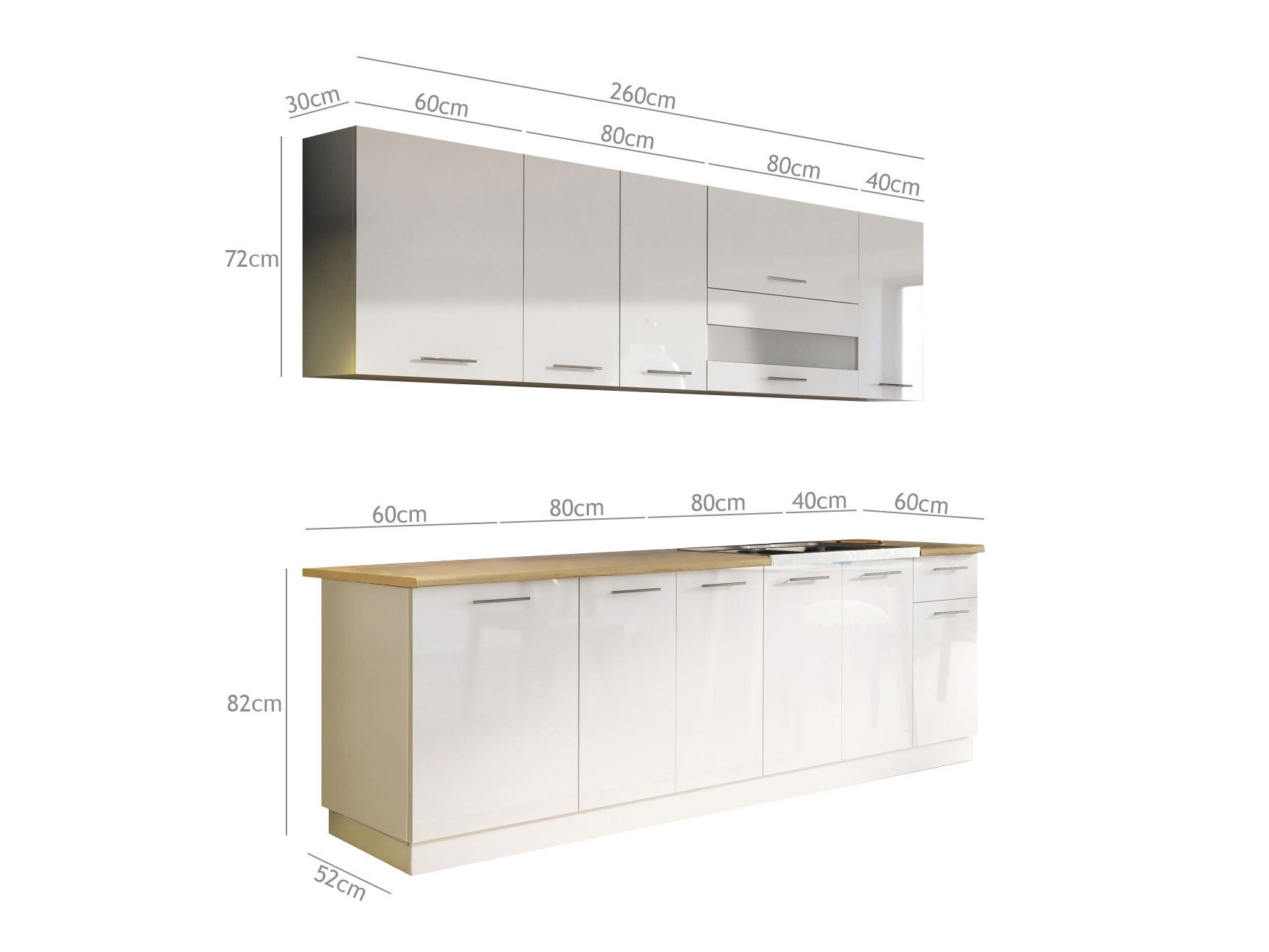 Moduļu virtuves komplekts Tiffa White 121