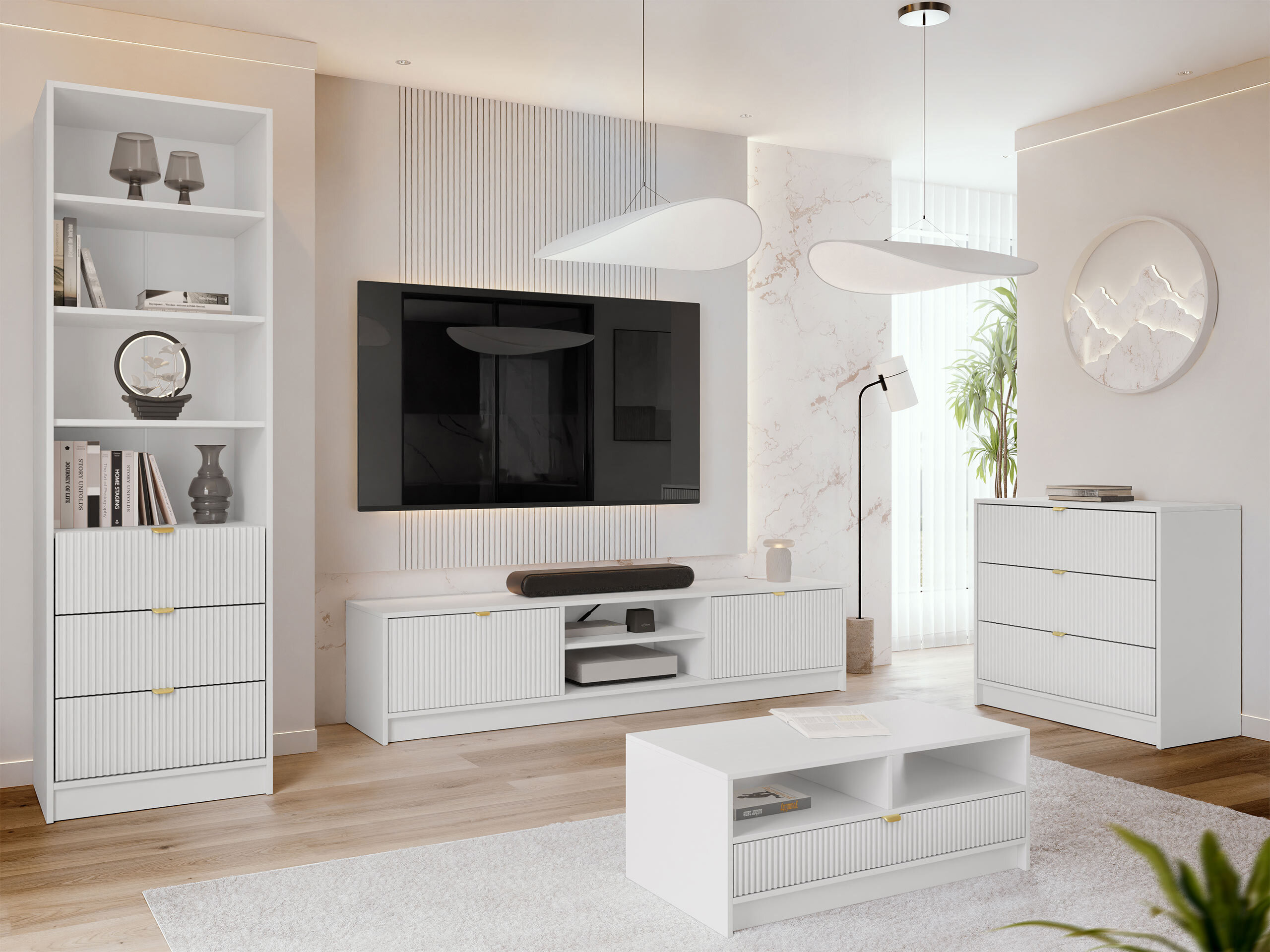 Viesistabas komplekts Comfivo Papilio VII (Balts)