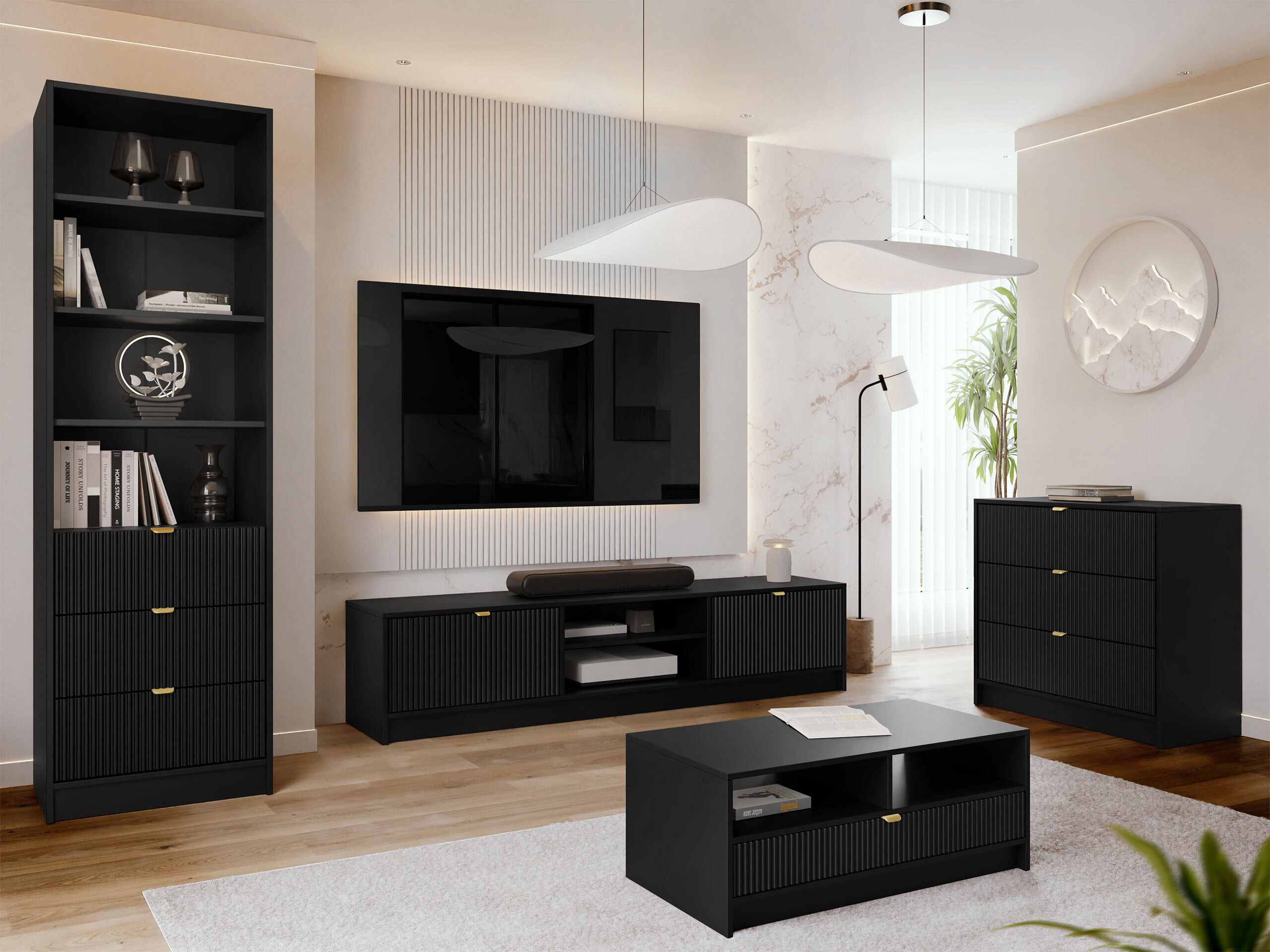 Viesistabas komplekts Comfivo Papilio VII (Melns)
