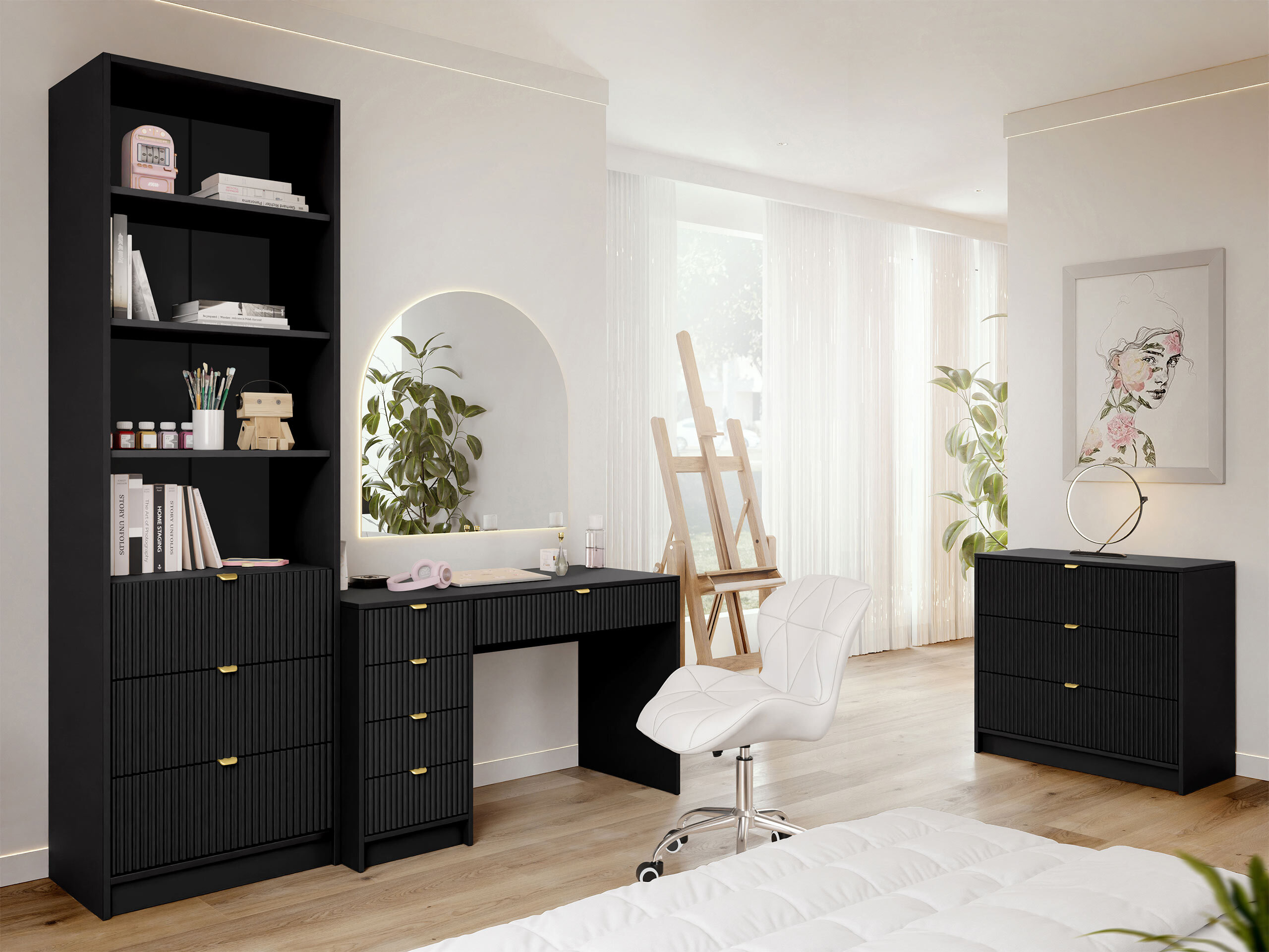 Mājas biroja komplekts Comfivo Papilio V (Melns)
