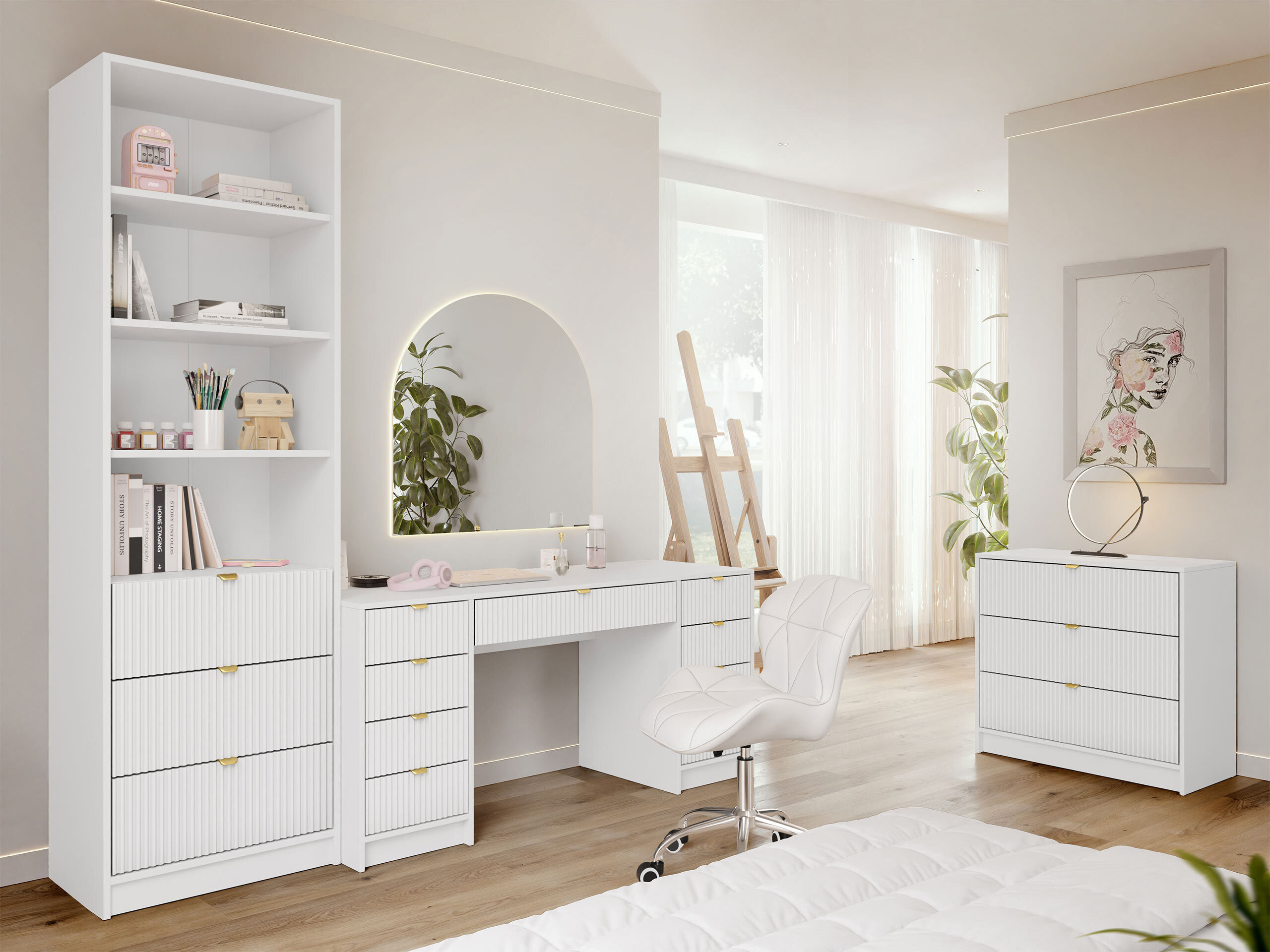 Mājas biroja komplekts Comfivo Papilio VI (Balts)