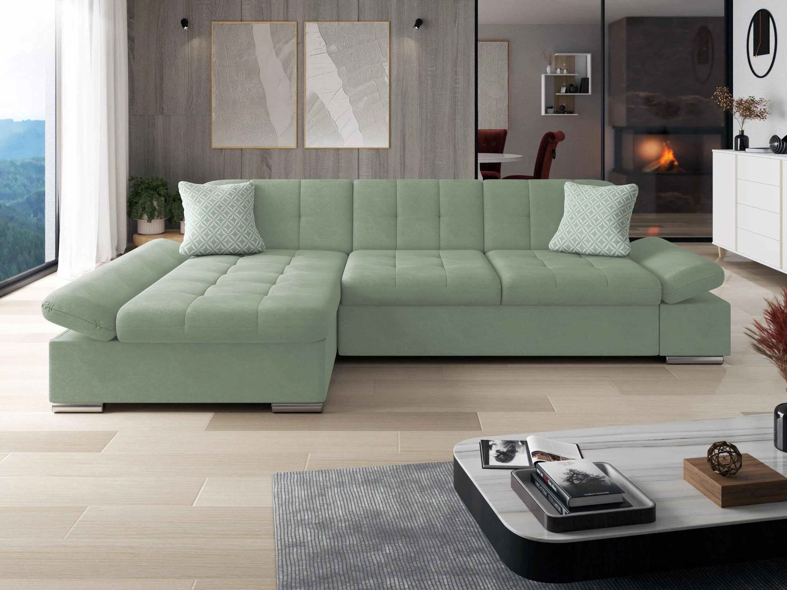 Stūra dīvāns Comfivo Sanitas I (Uttario Velvet 2954 + Evo 29)