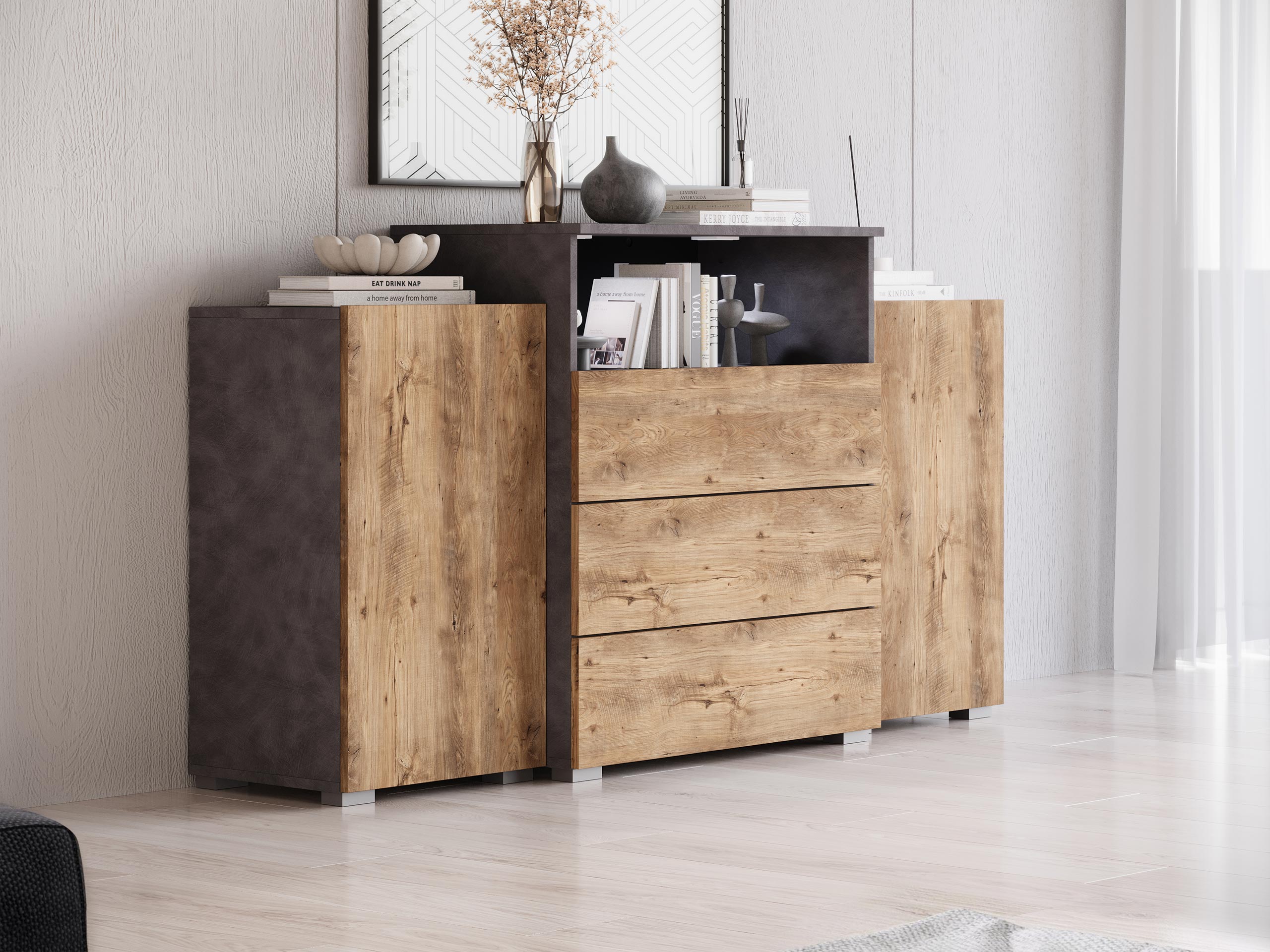 Kumode Sarasota 127 (Matera pelēks + Kastanis)