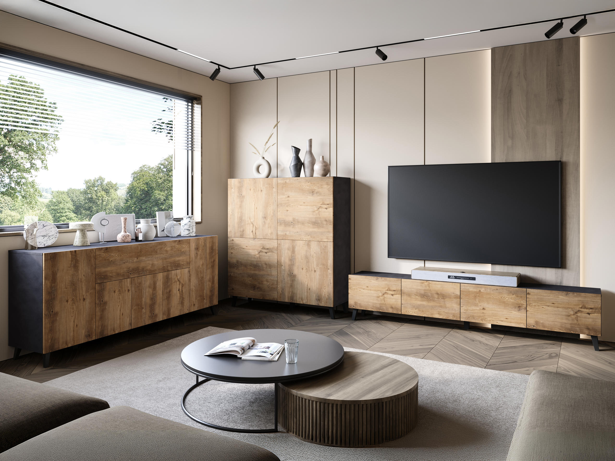 Skapis Levtive 100 (Matera pelēks + Kastanis)