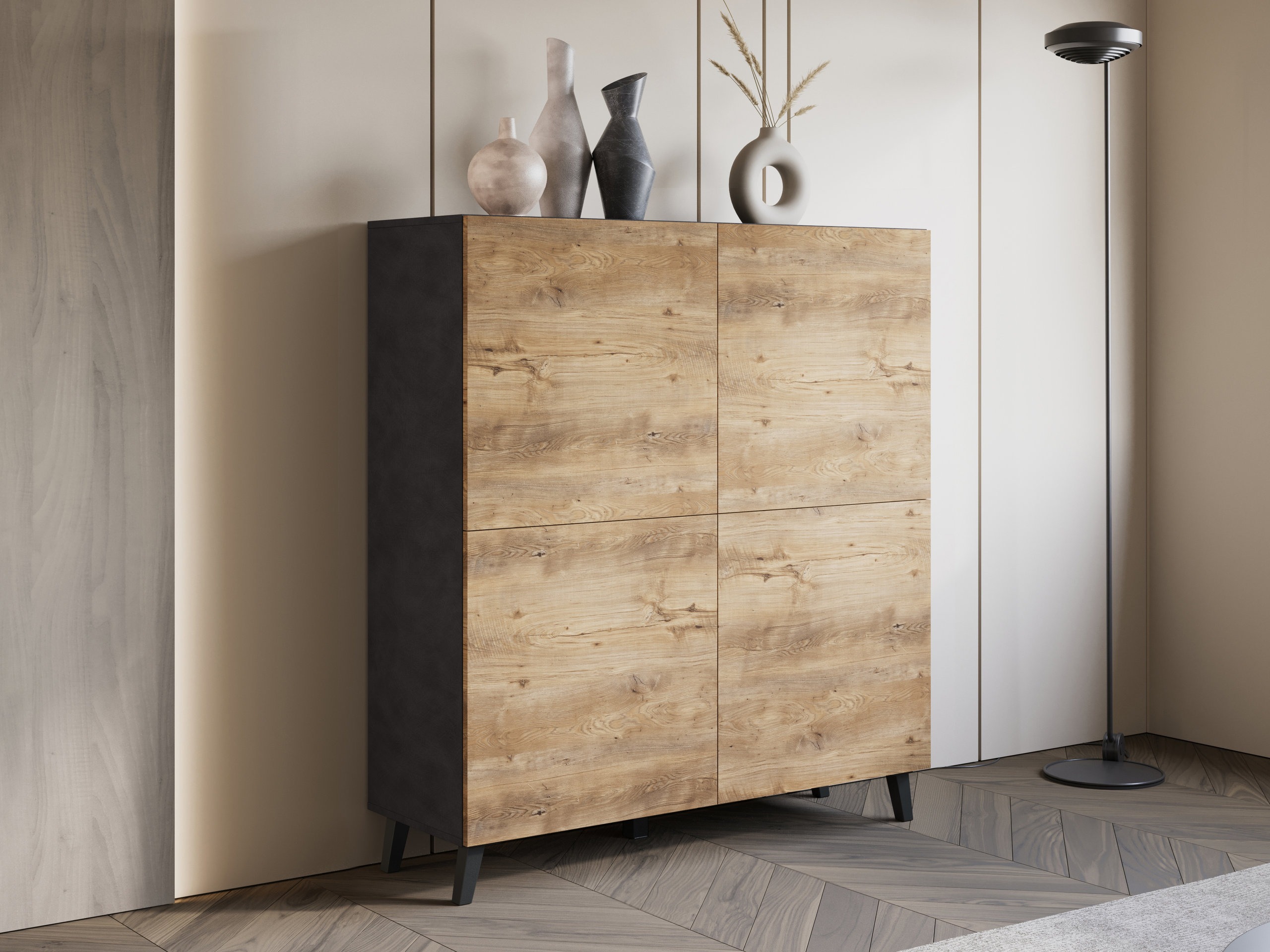 Skapis Levtive 100 (Matera pelēks + Kastanis)