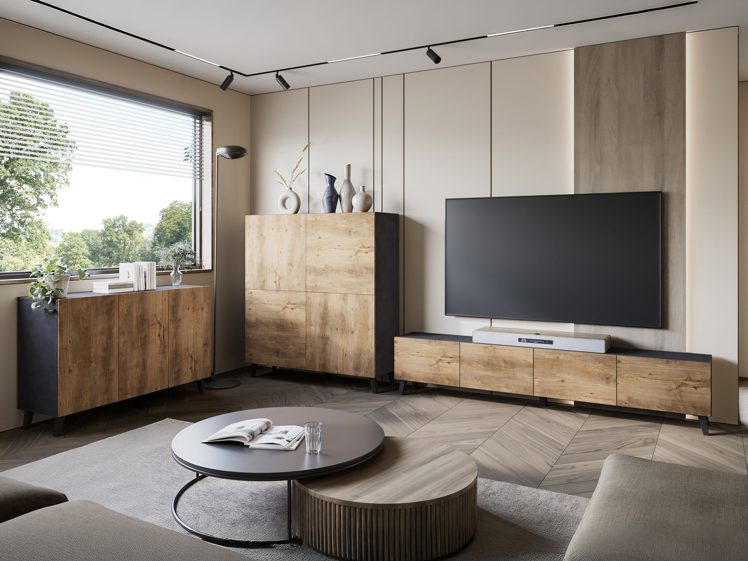 Skapis Levtive 102 (Matera pelēks + Kastanis)