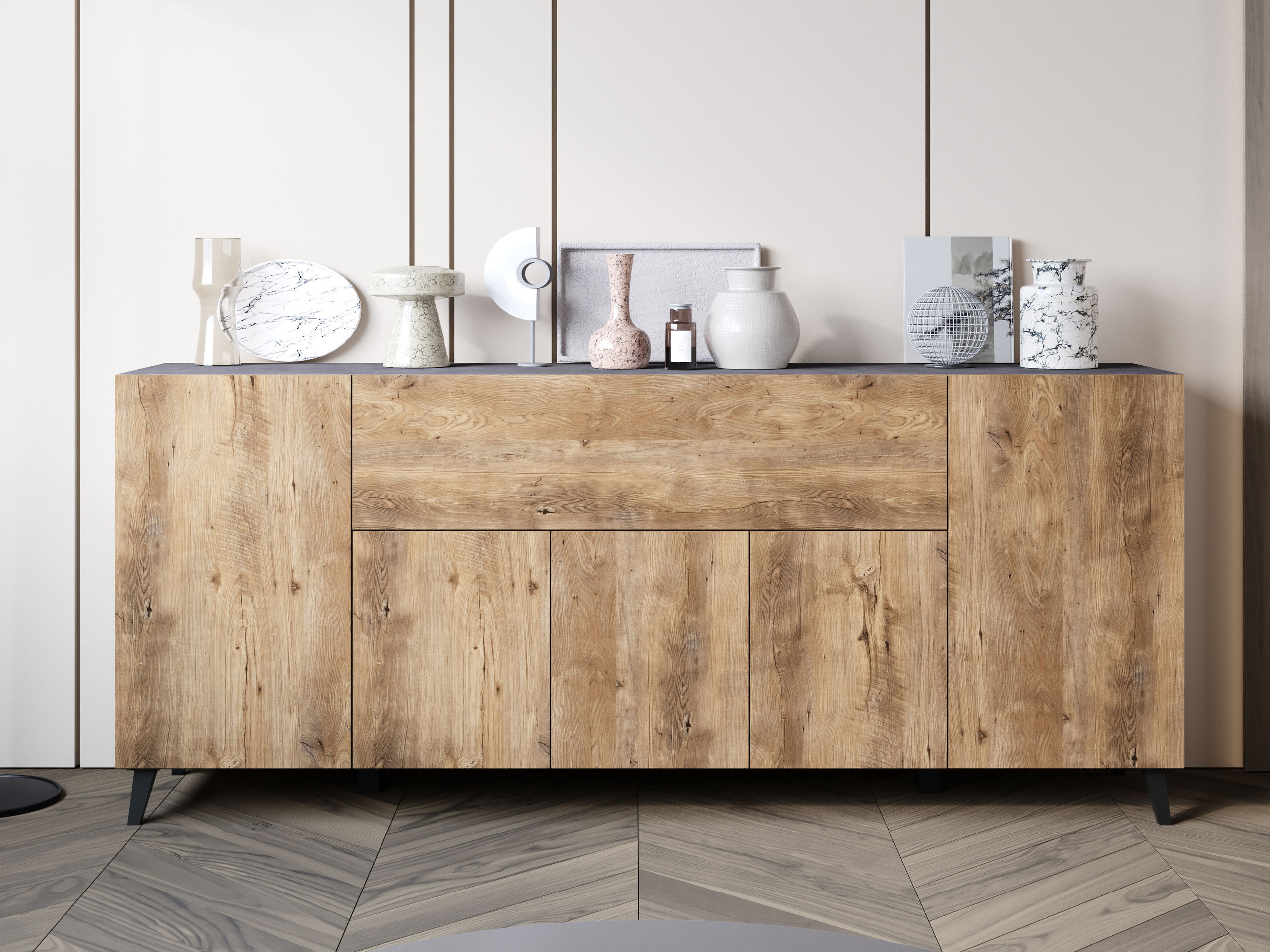Skapis Levtive 103 (Matera pelēks + Kastanis)
