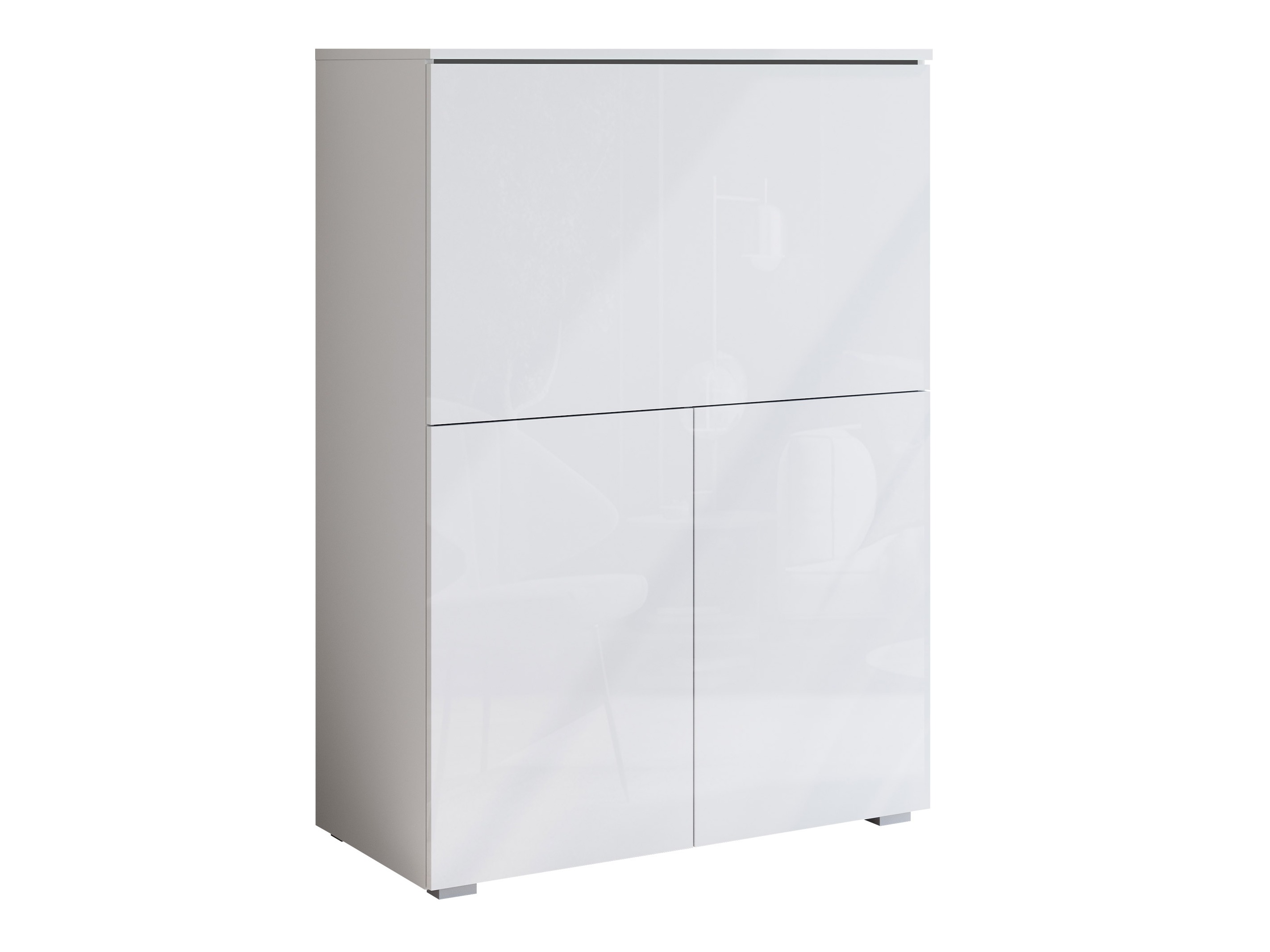 Skapis Mirfivo 107 (Balts + Glancēts balts)
