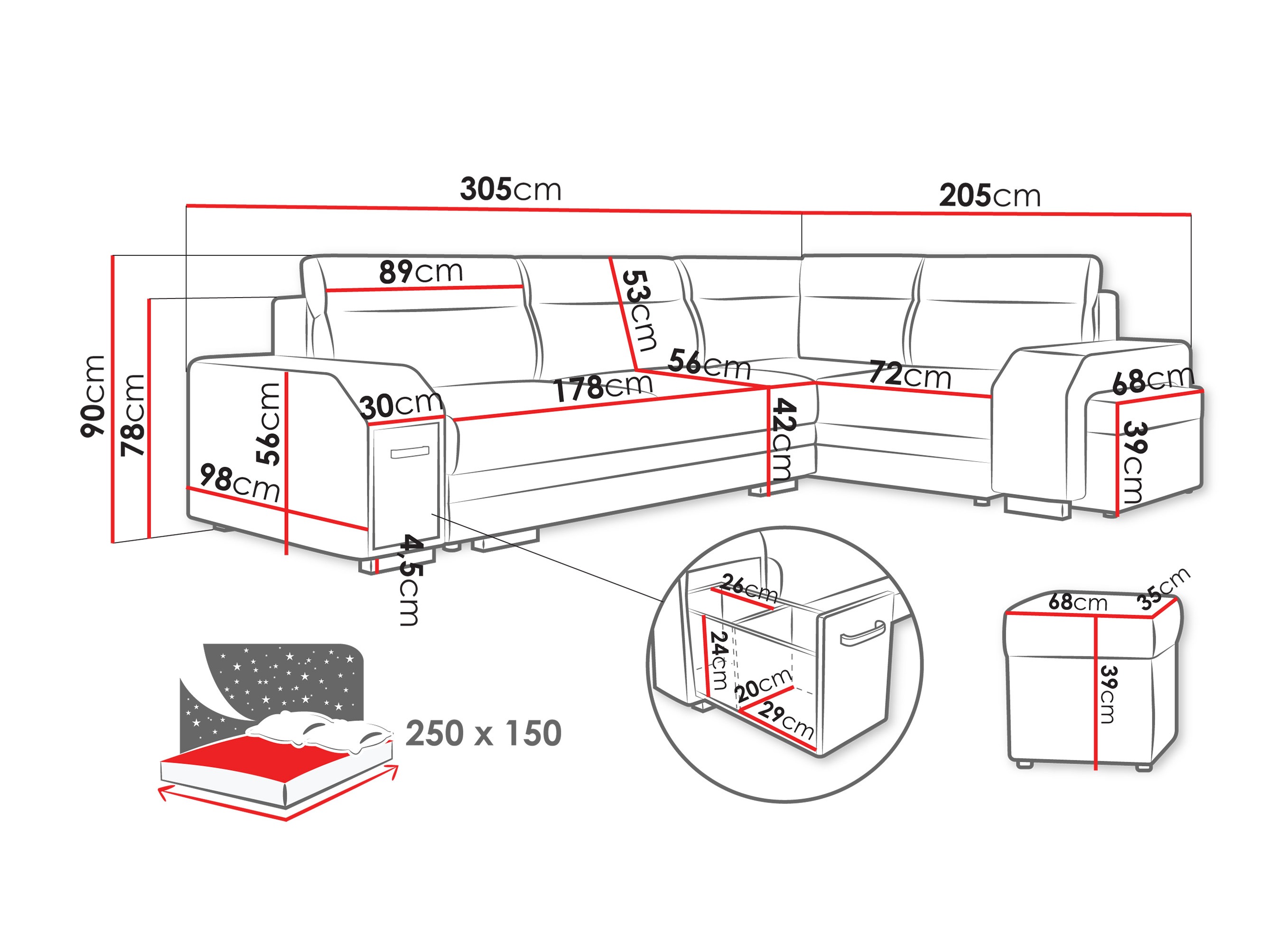 Stūra dīvāns Kingsport 116 (Nazar 225.02)