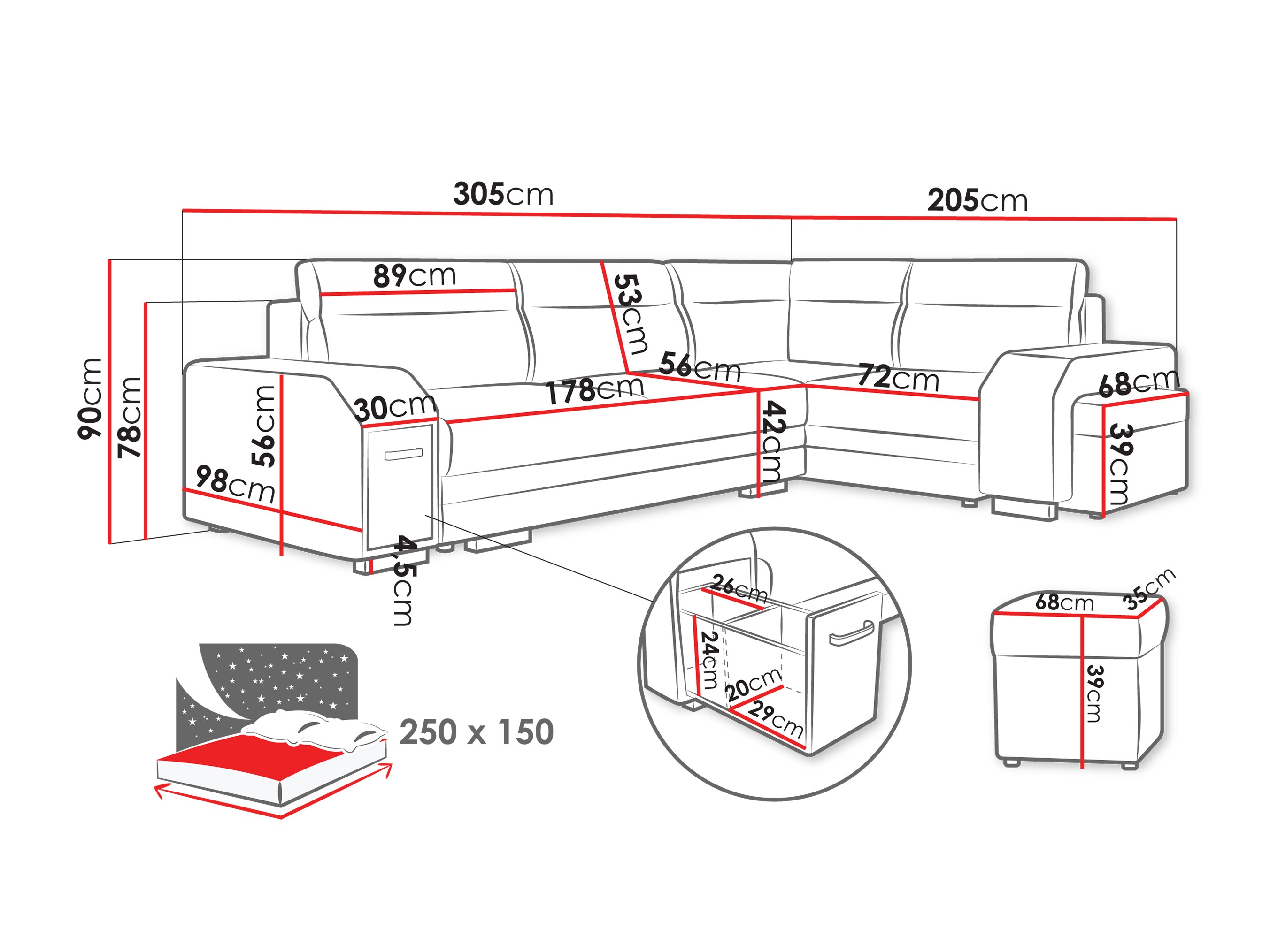Stūra dīvāns Kingsport 116 (Nazar 225.03)