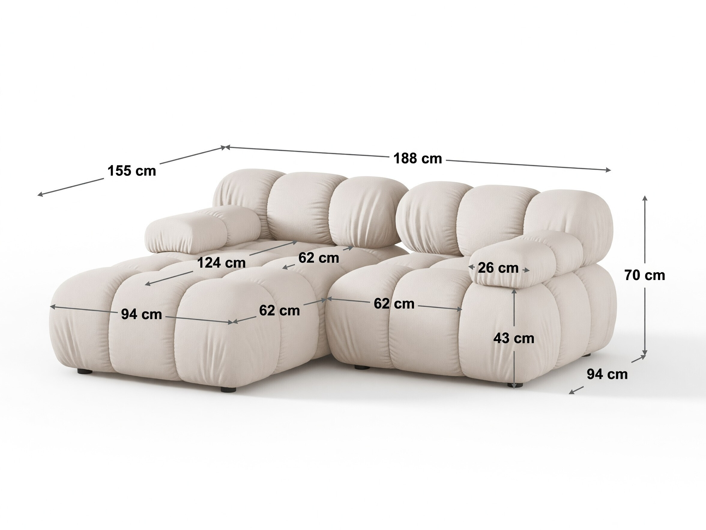 Moduļu stūra dīvāns Caltenu 105 (Bluvel 30)