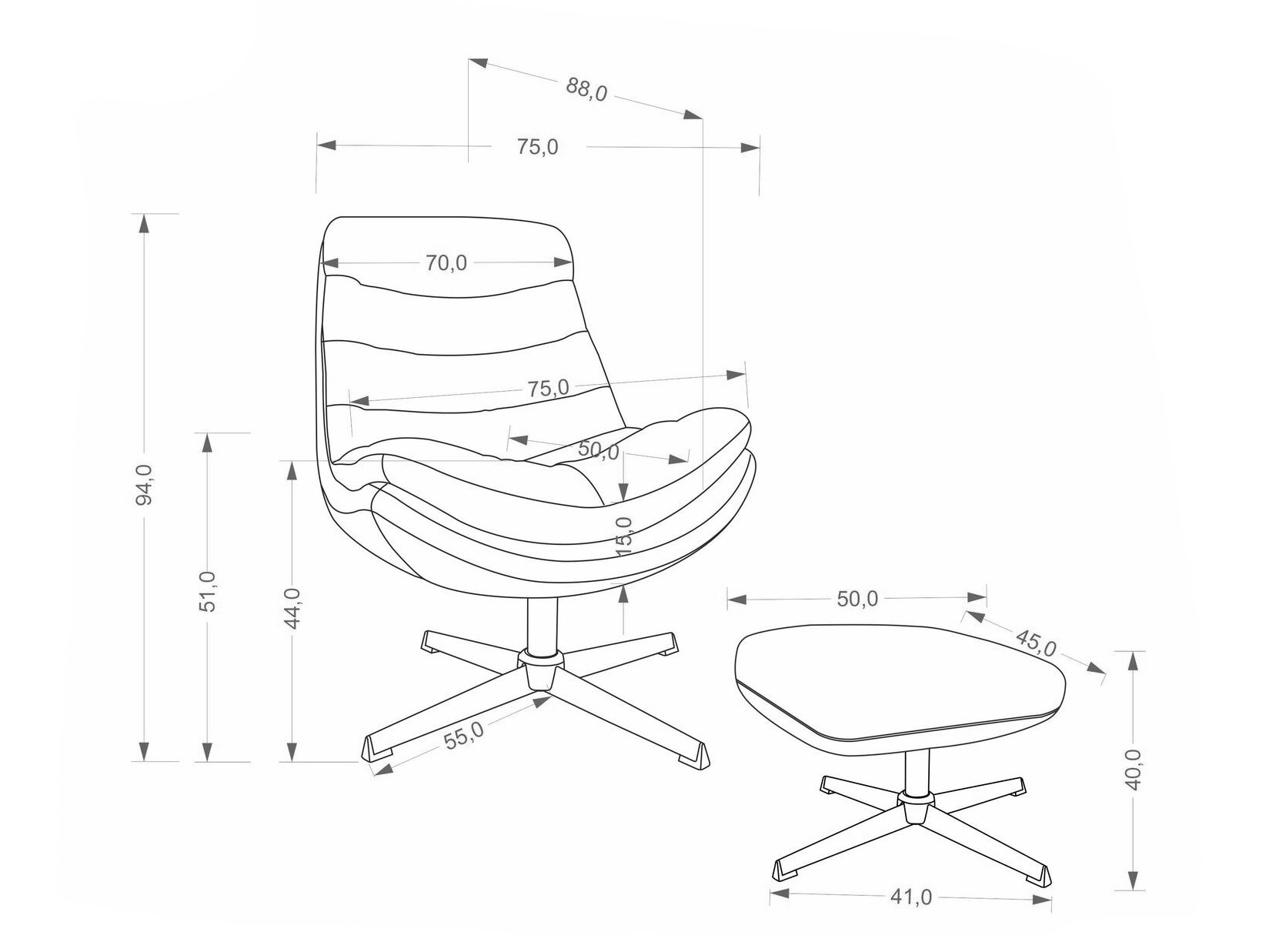Atpūtas krēsls Houston 2134 (Kapučīno)