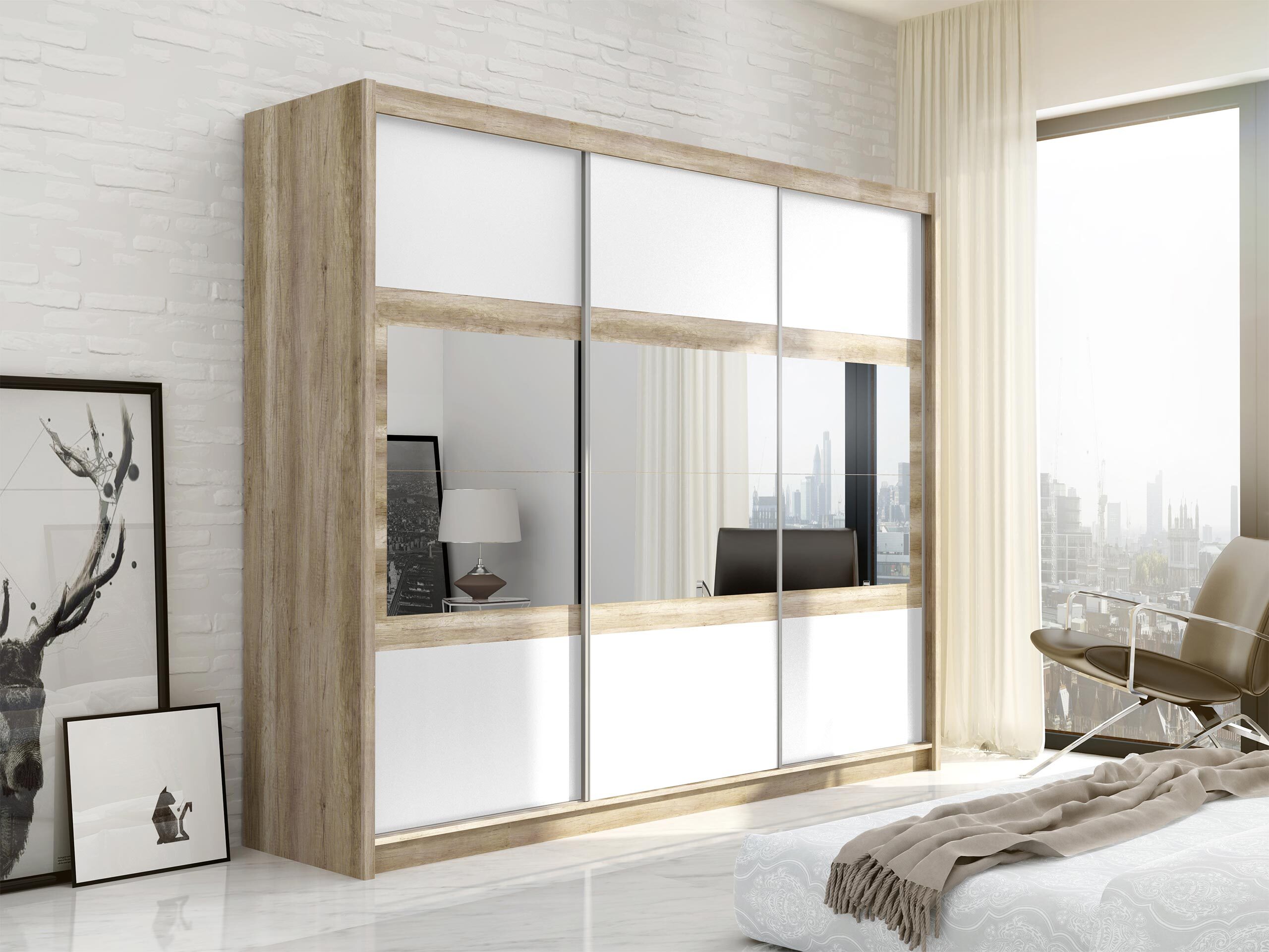 Skapis Honolulu 109 (Balts + Canyon ozols)