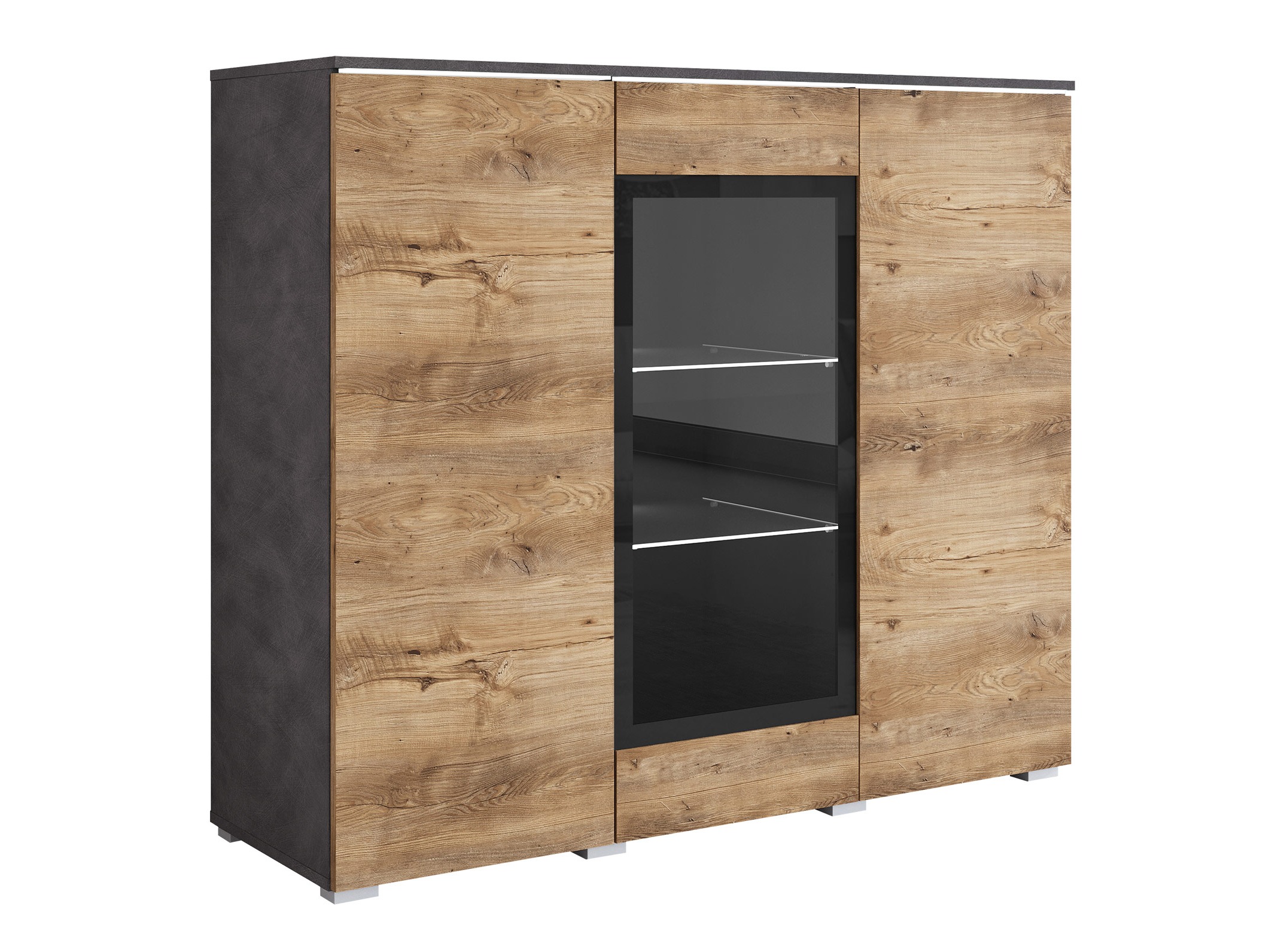 Skapis Mirfivo 103 (Matera pelēks + Kastanis)