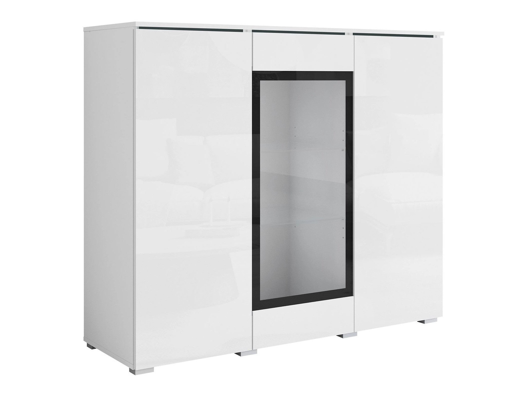 Skapis Mirfivo 103 (Balts + Glancēts balts)