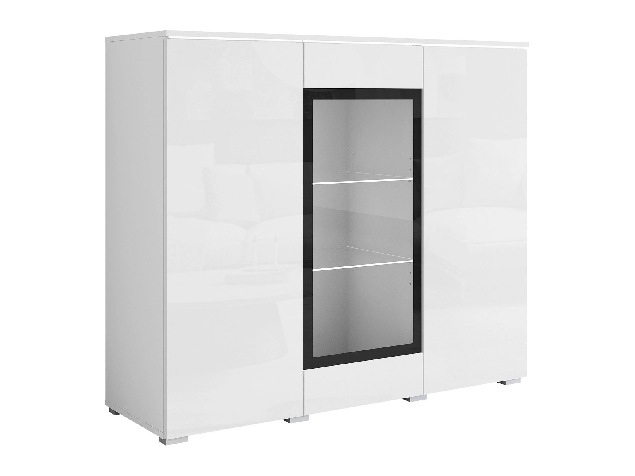 Skapis Mirfivo 103 (Balts + Glancēts balts)