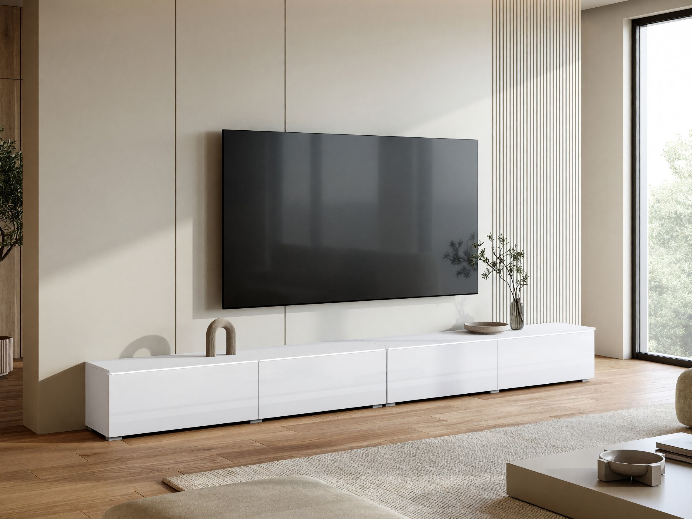 TV galds Sarasota 199 (Balts + Glancēts balts)