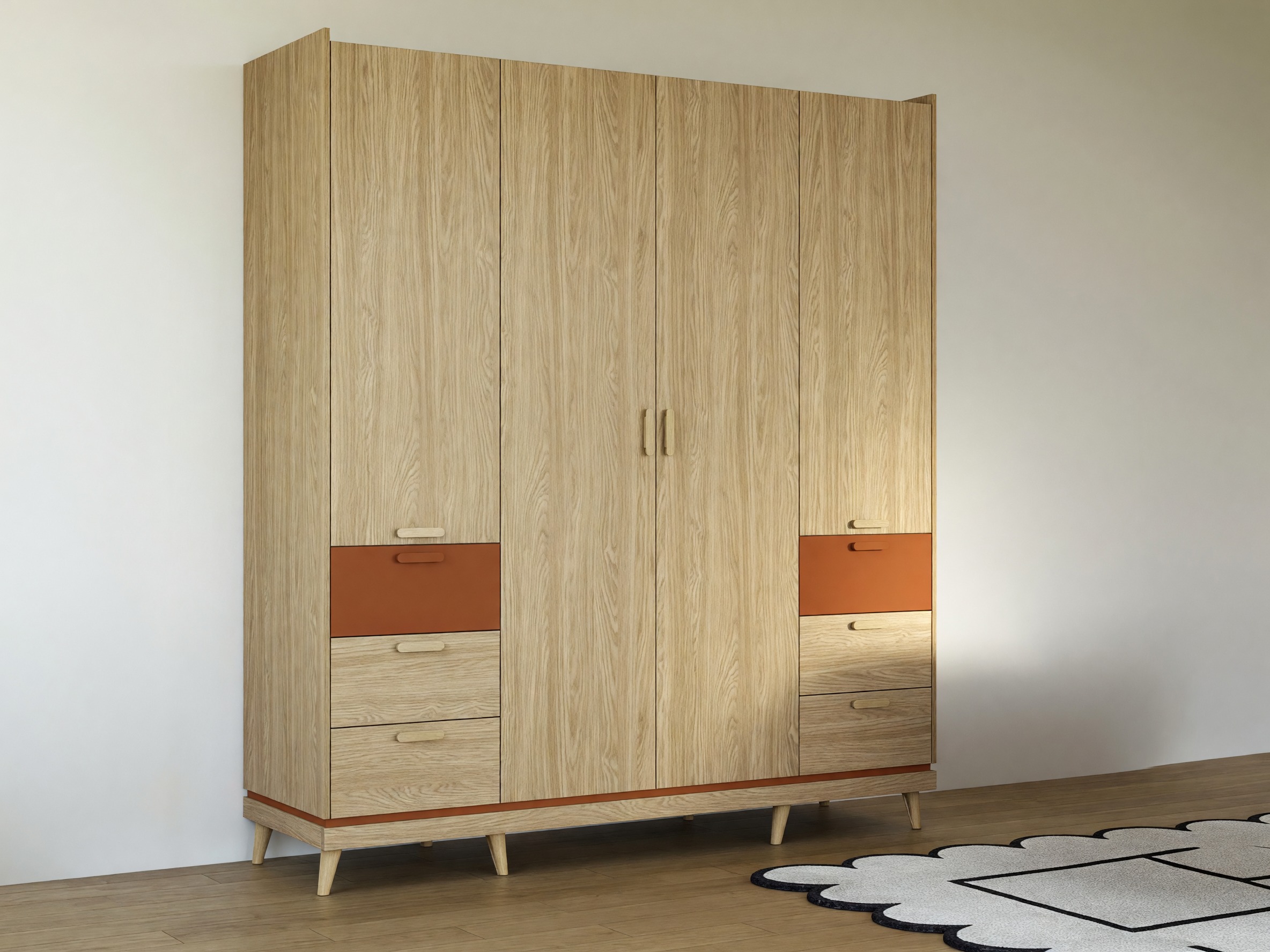 Skapis Fertalu 100 (Ozols + Oranžs)