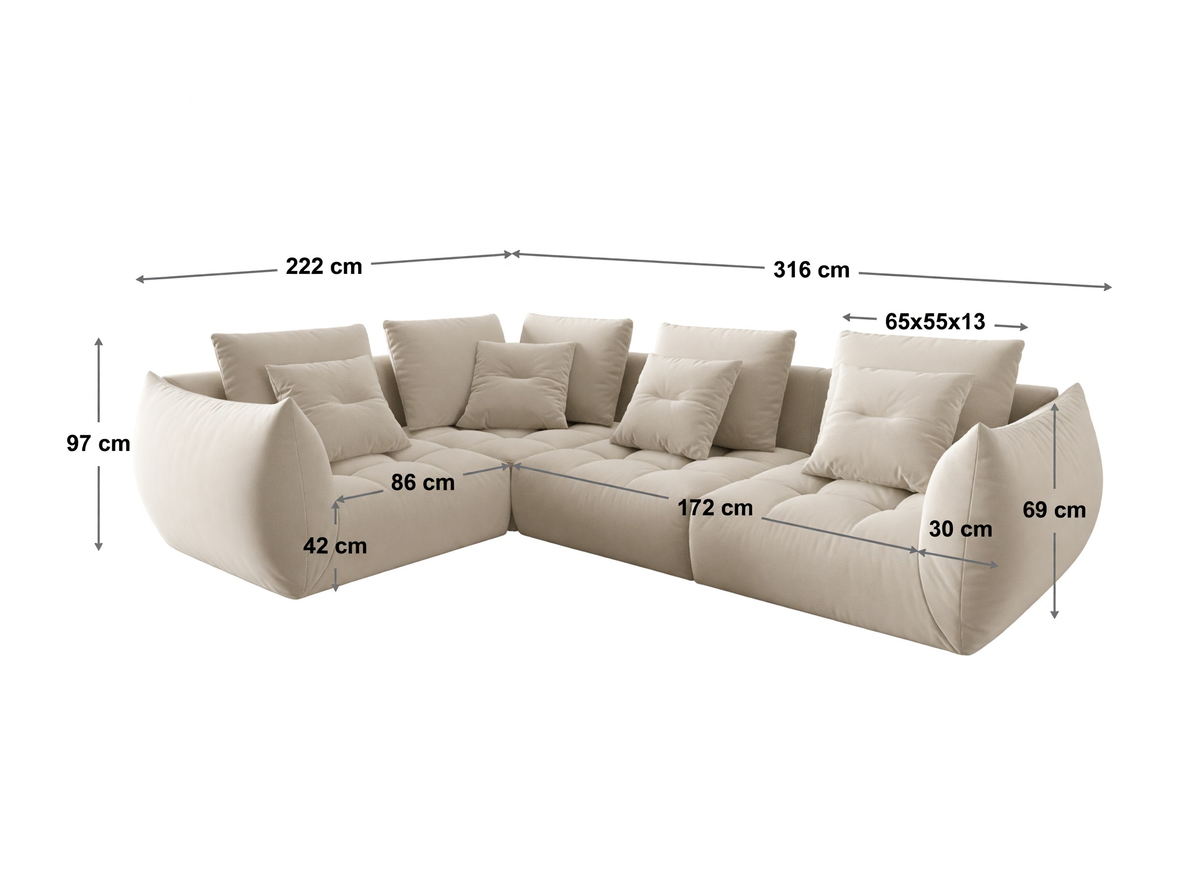 Moduļu stūra dīvāns Benorli 105 (Wind 77)