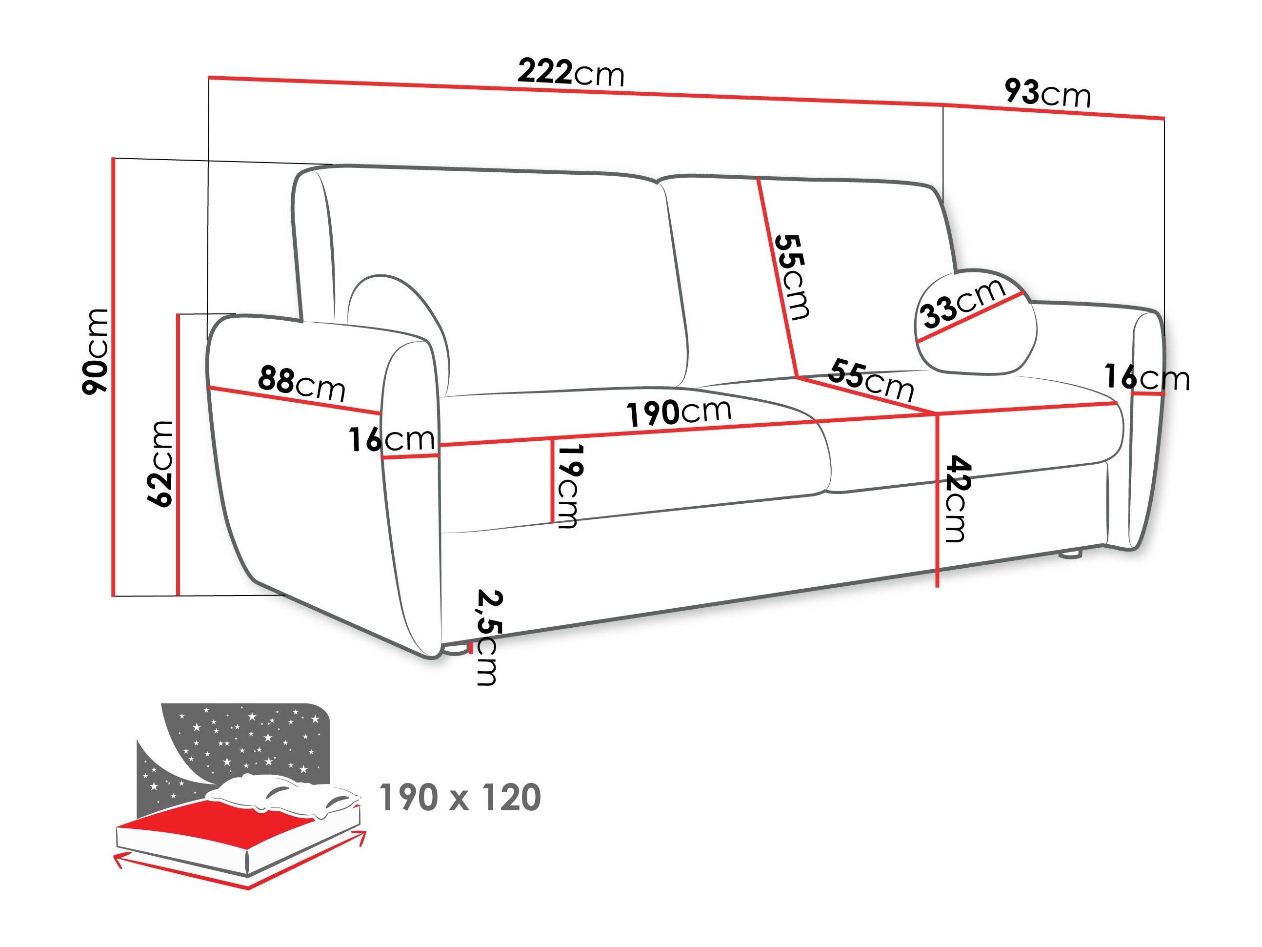 Dīvāns gulta Pagis (Taro 33)