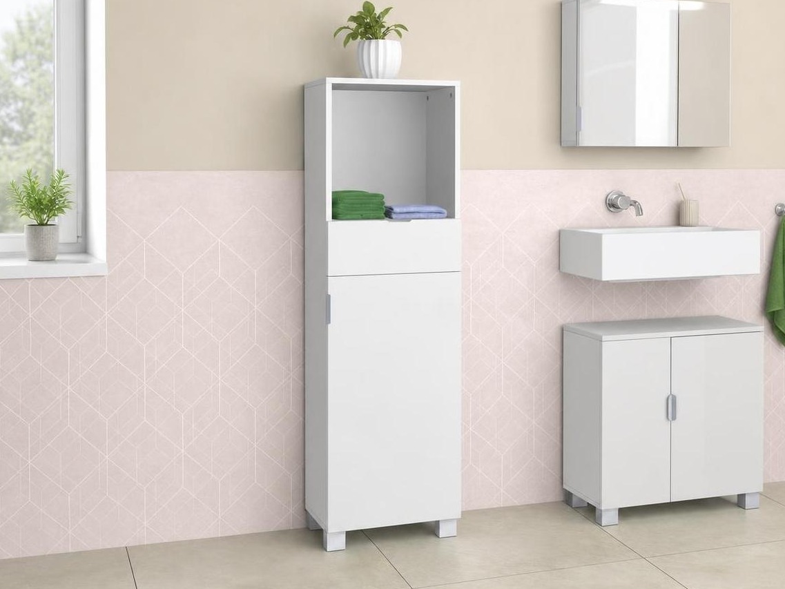 Stāvošs vannas skapītis Tivcore 103 (Balts)
