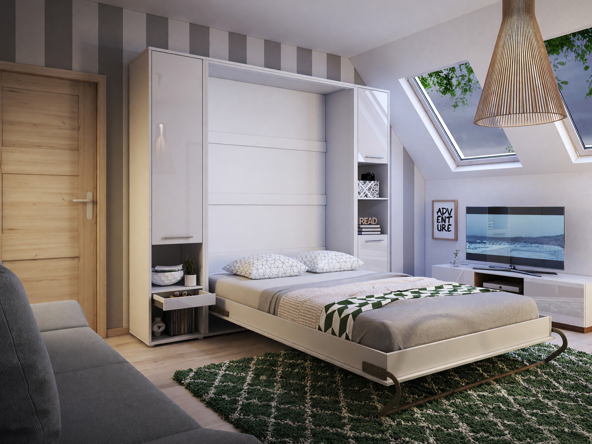 Sienas gulta Concept Pro Lenart III (Balts + Glancēts balts)