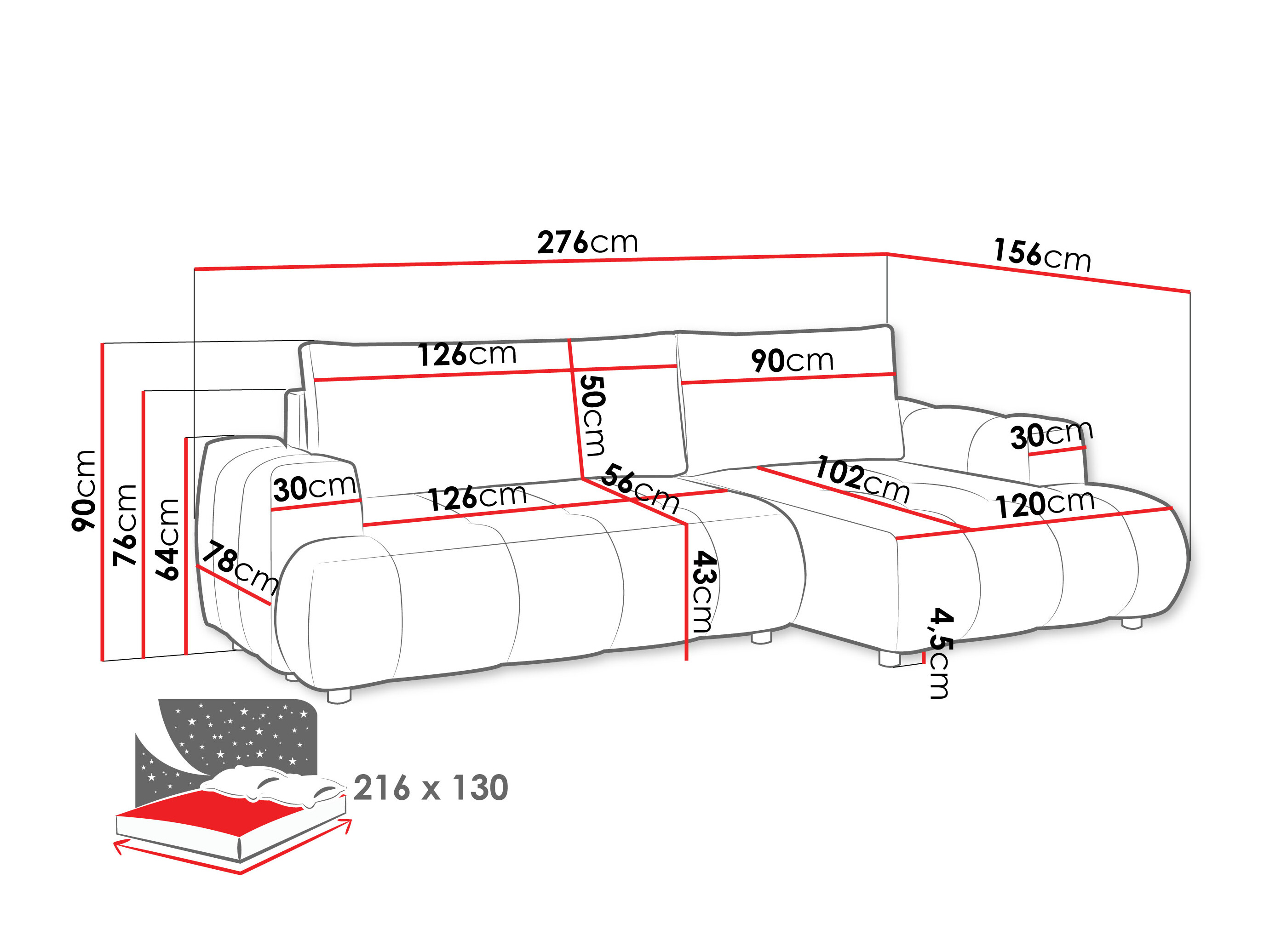 Stūra dīvāns Columbus 266 (Velo 623)