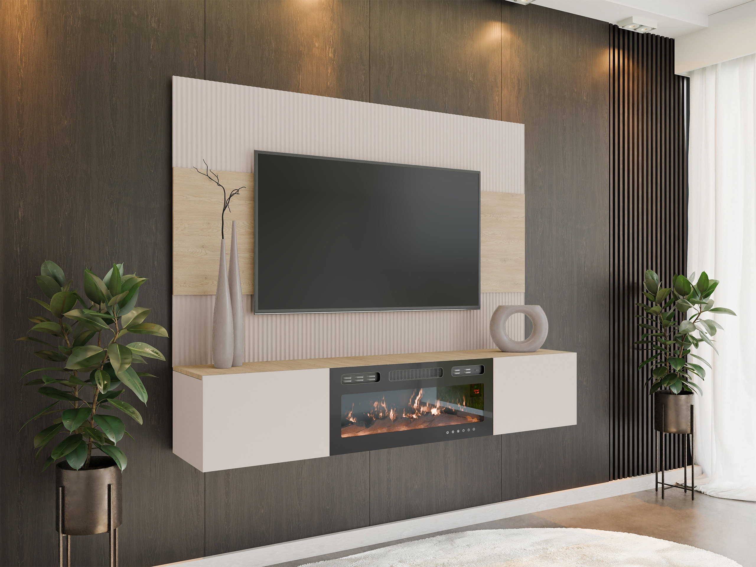 Viesistabas komplekts Comfivo Salix VII (Bēšs + Kremonas ozols)