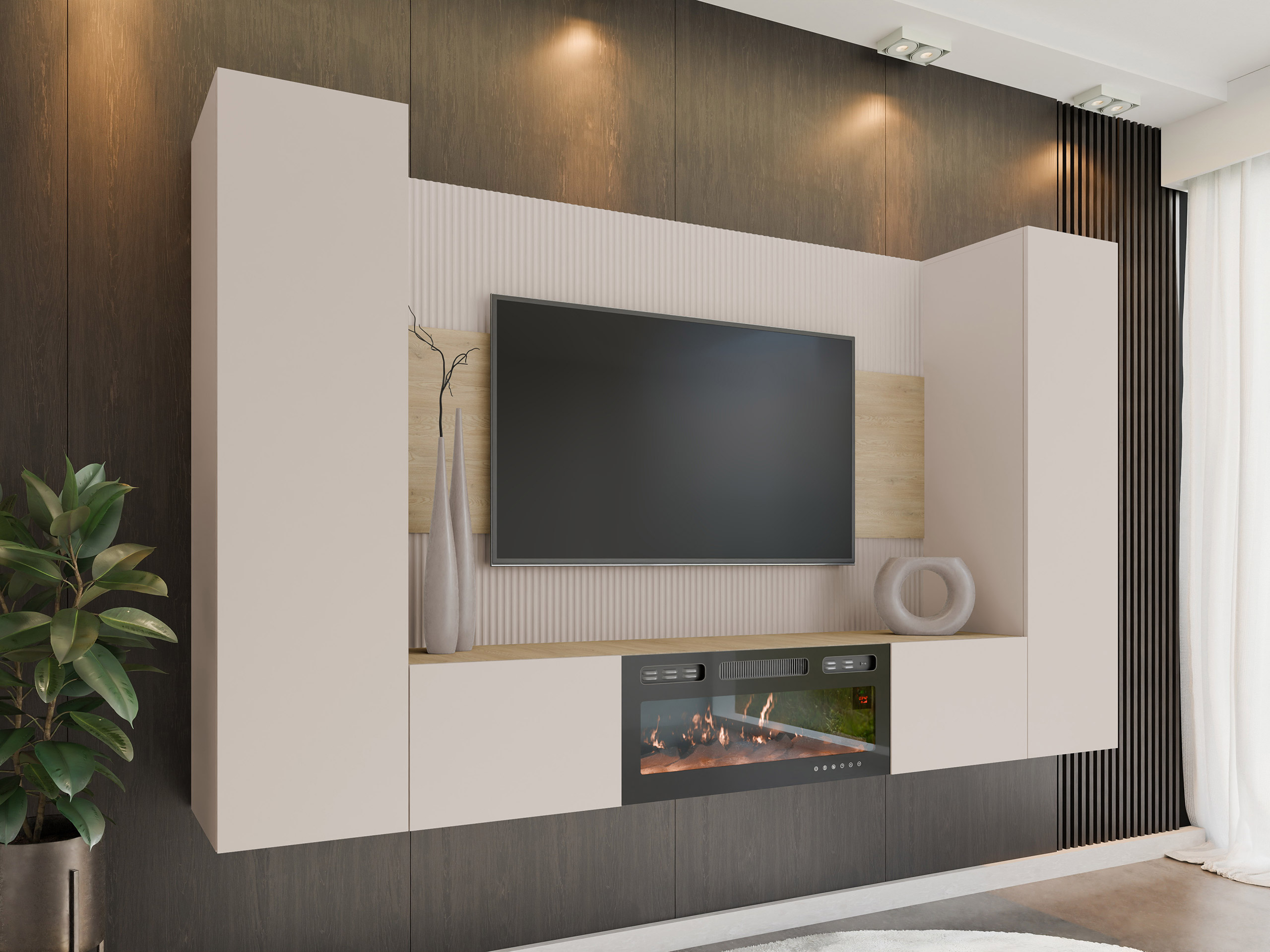 Viesistabas komplekts Comfivo Salix VIII (Bēšs + Kremonas ozols)
