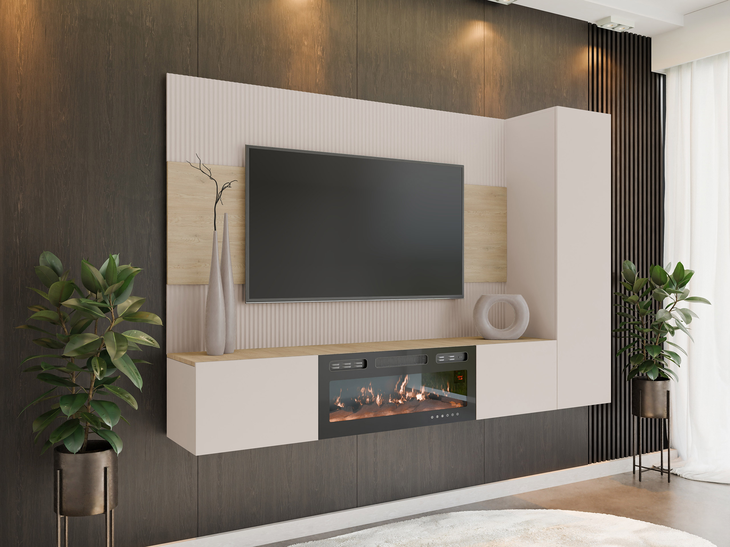 Viesistabas komplekts Comfivo Salix IX (Bēšs + Kremonas ozols)