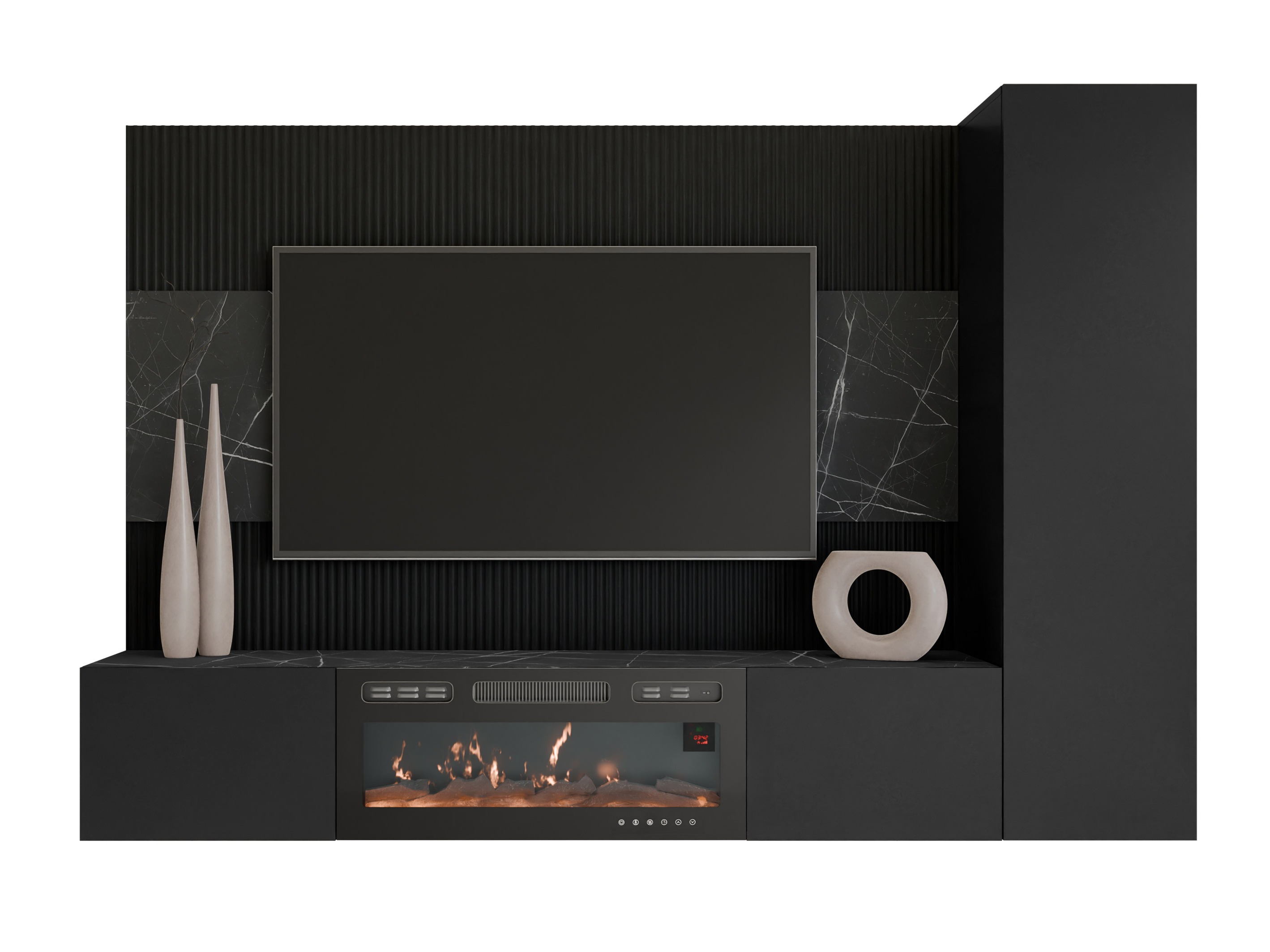 Viesistabas komplekts Comfivo Salix IX (Melns + Melnais marmors)