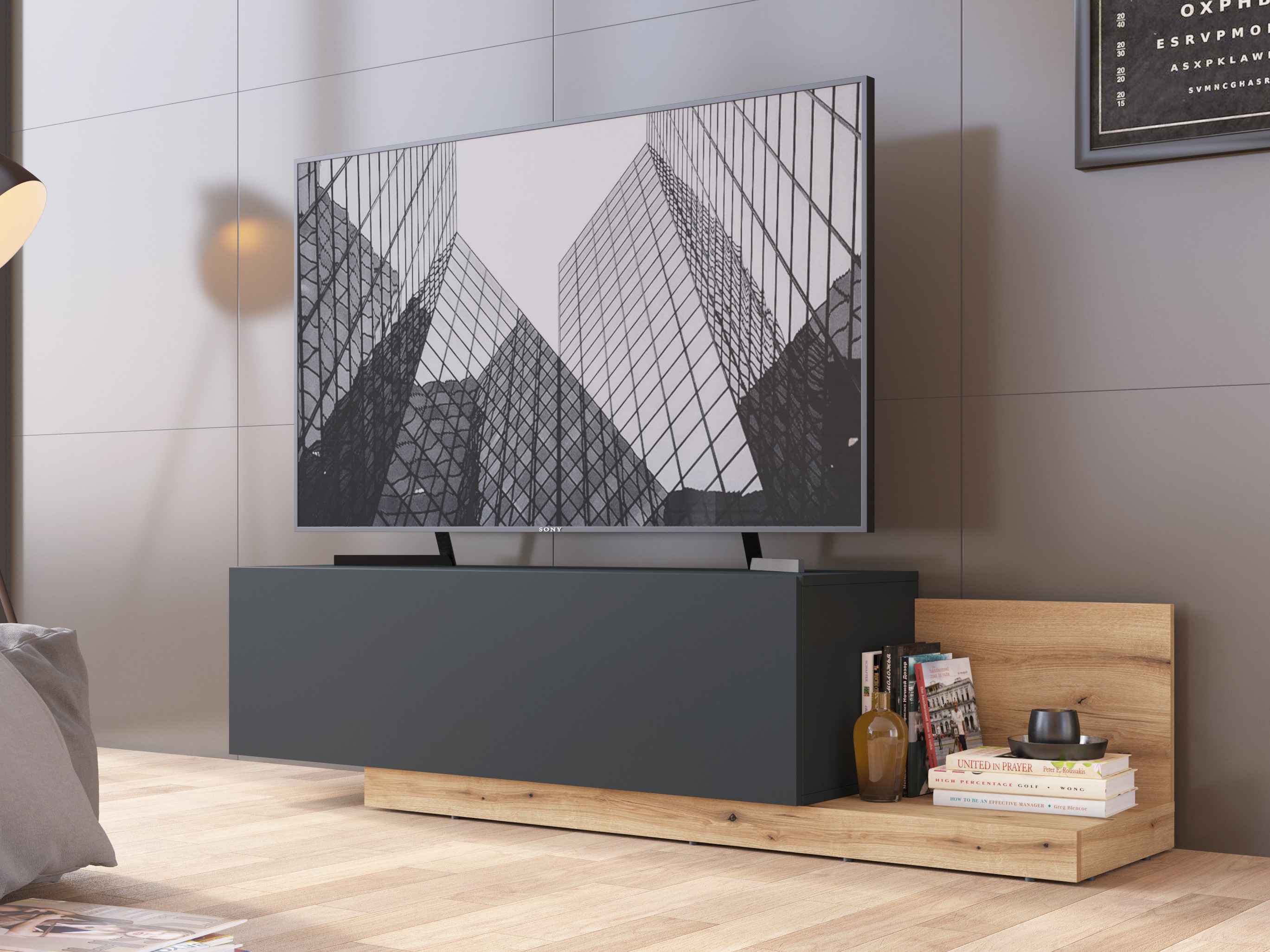 TV galds Ontario 244 (Pelēks + Ozols)