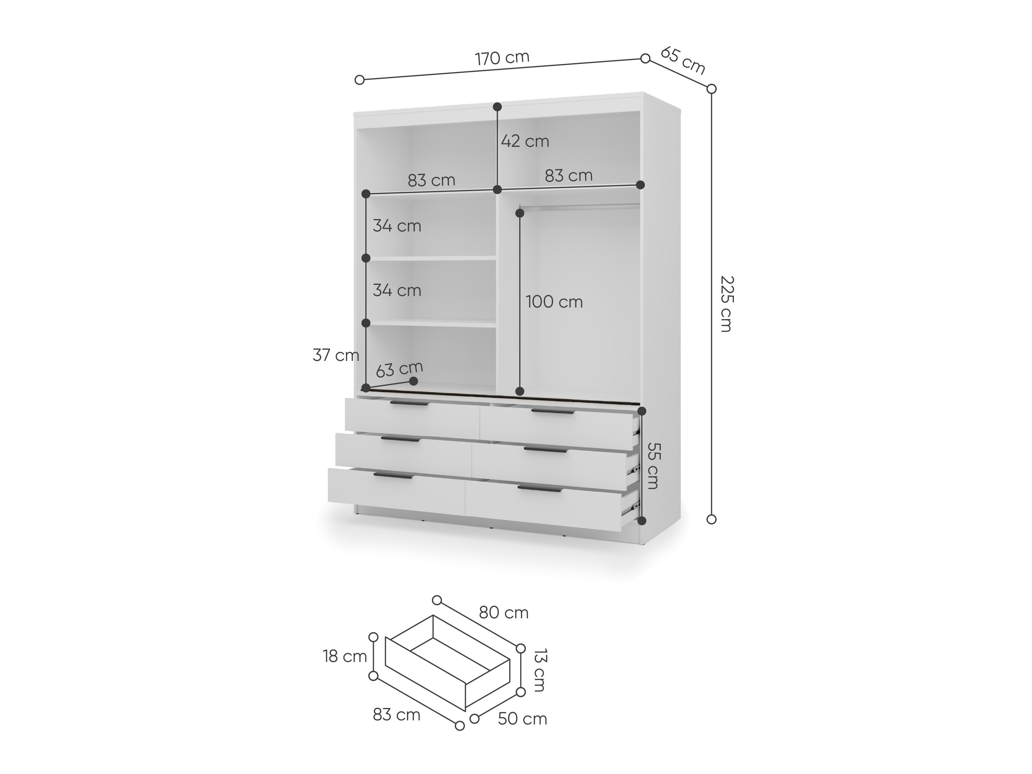 Skapis Fresno 183 (Balts)
