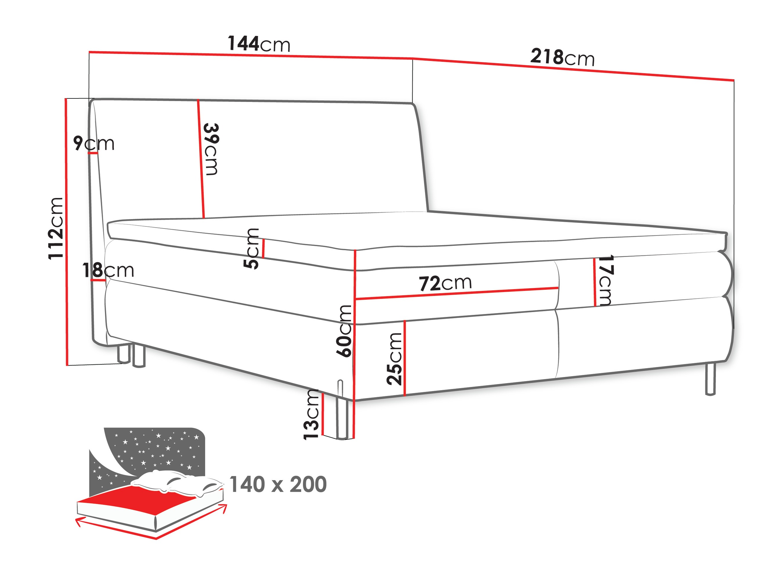 Kontinentālā gulta Portage 113 (Adventure 01)