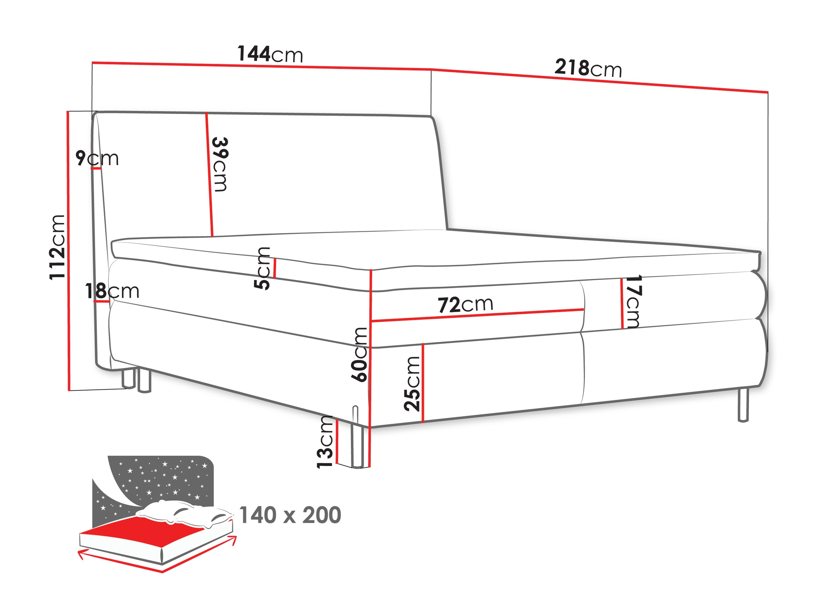 Kontinentālā gulta Portage 113 (Adventure 51)