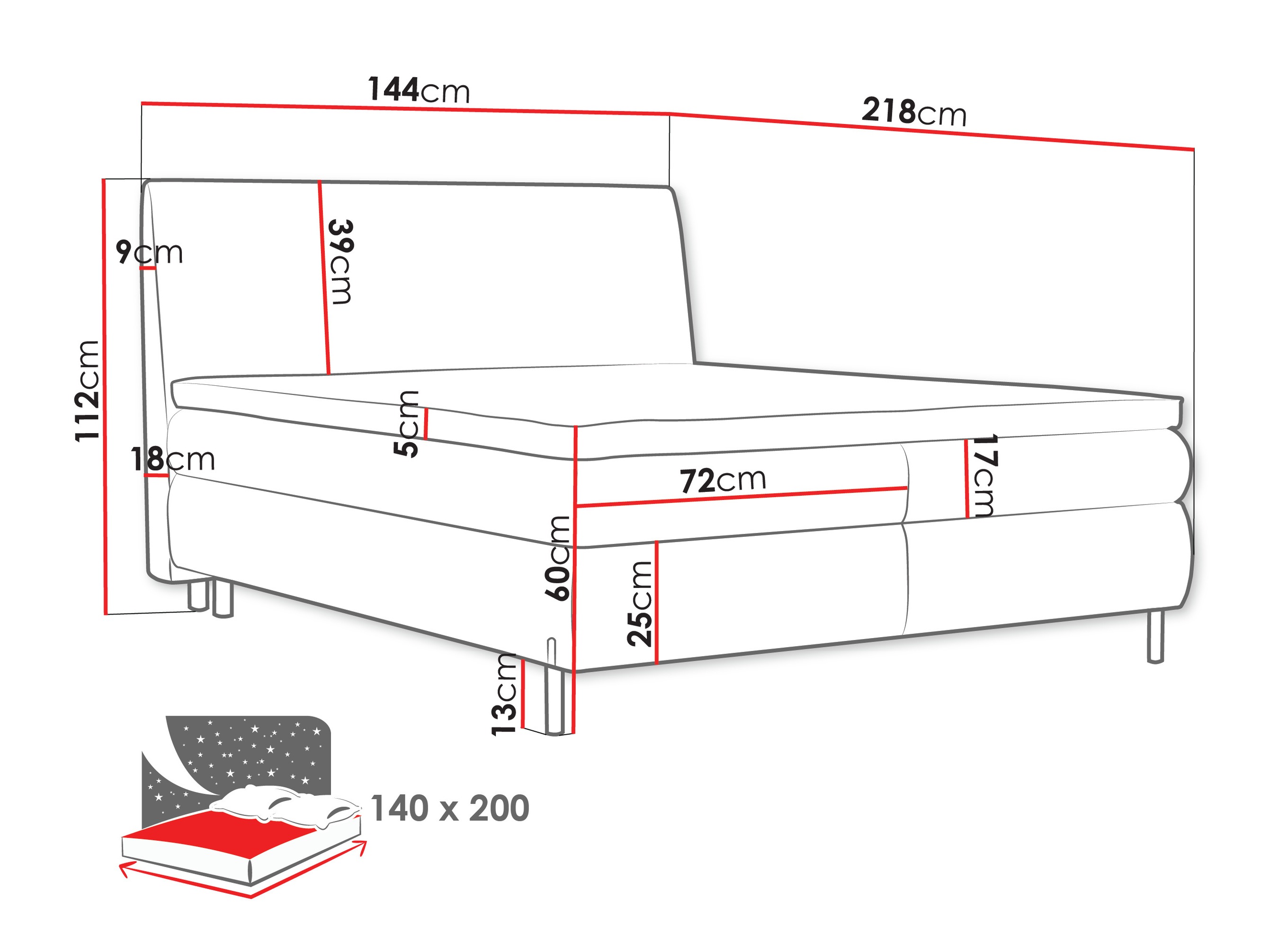 Kontinentālā gulta Portage 113 (Adventure 90)