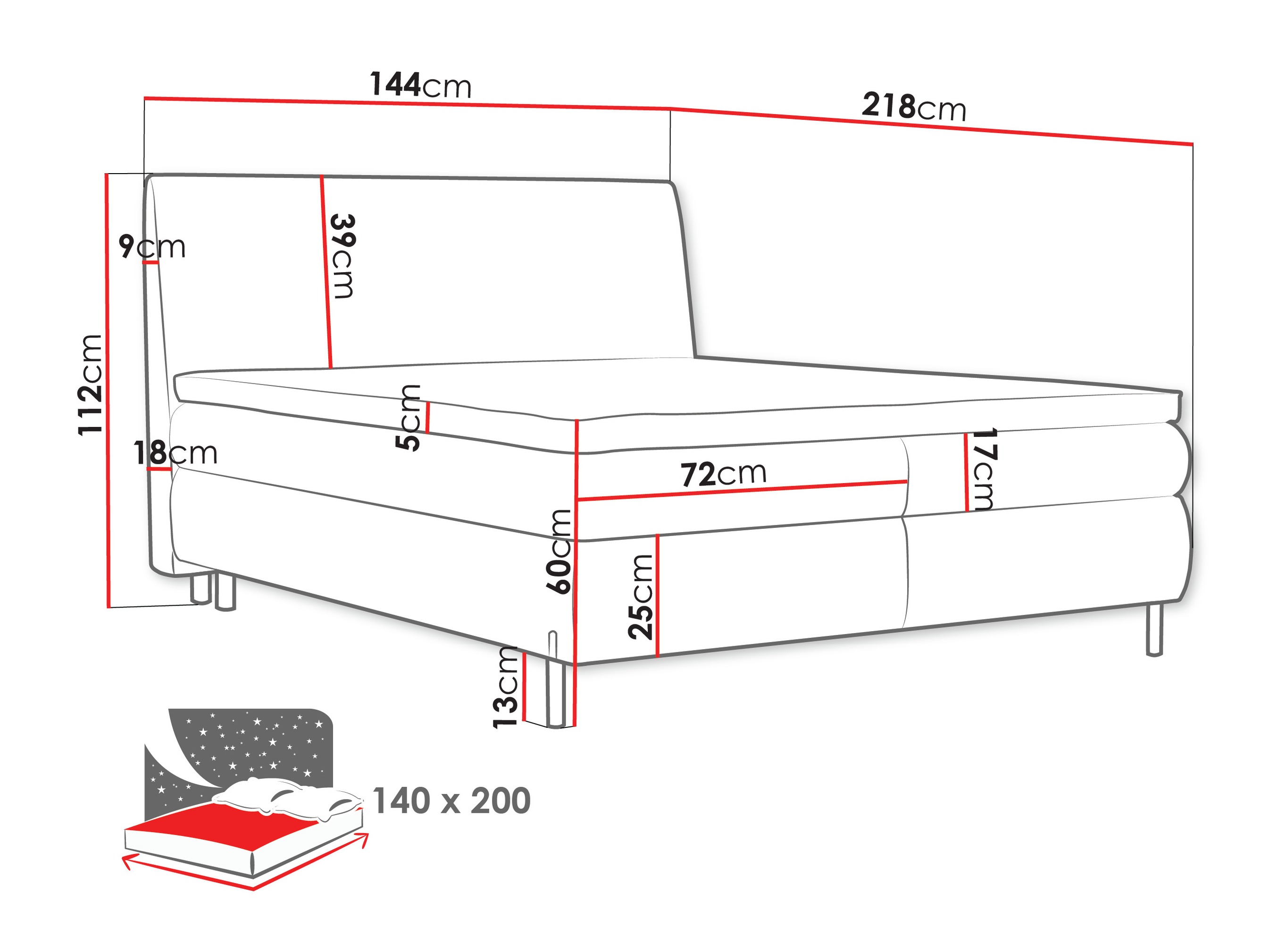 Kontinentālā gulta Portage 113 (Adventure 94)
