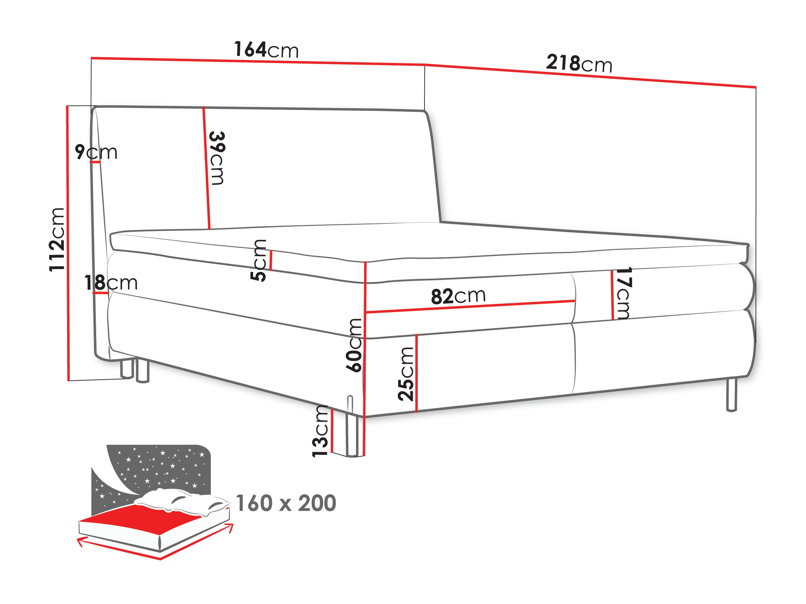 Kontinentālā gulta Portage 113 (Adventure 80)