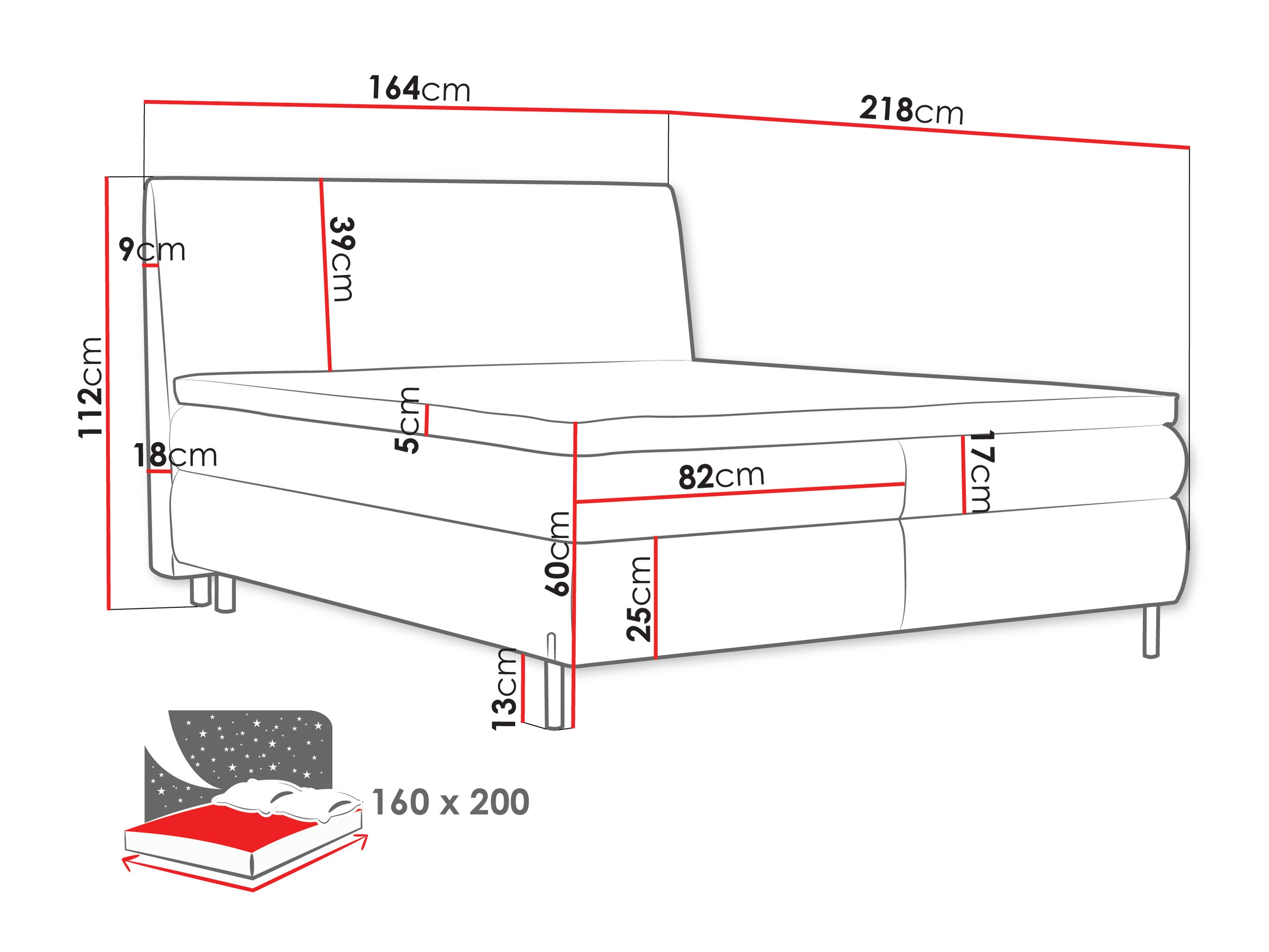 Kontinentālā gulta Portage 113 (Adventure 90)