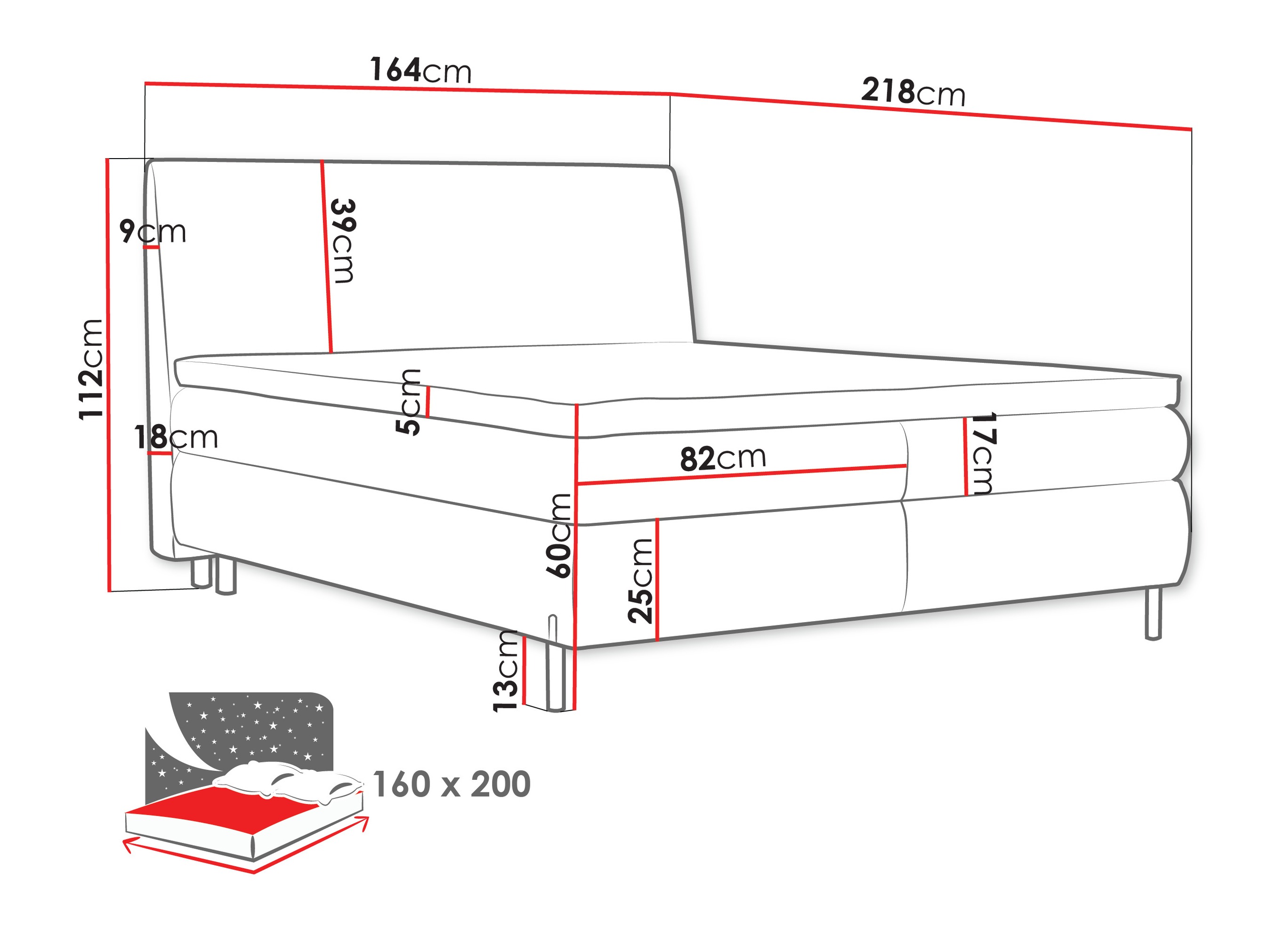 Kontinentālā gulta Portage 113 (Adventure 94)