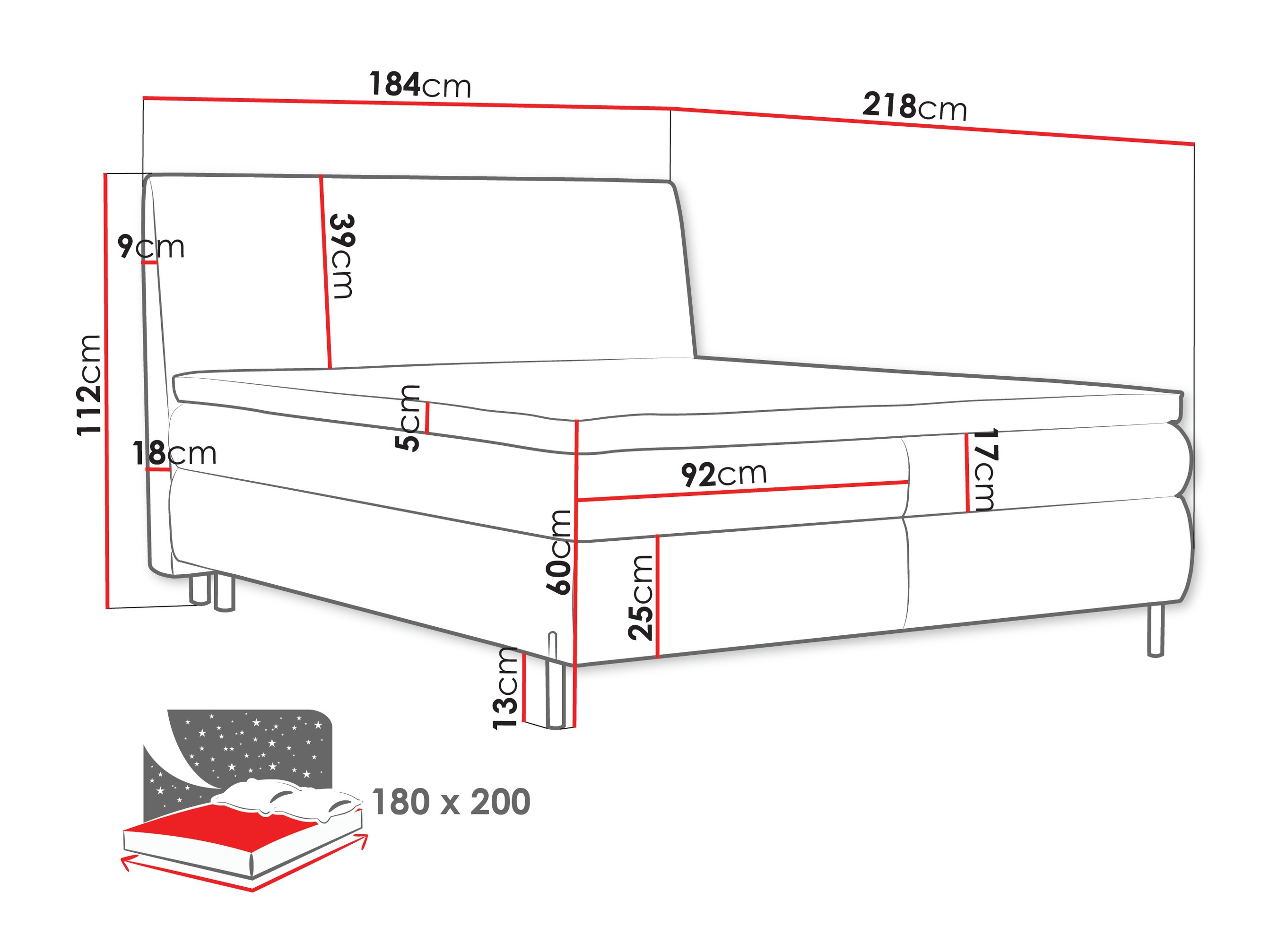 Kontinentālā gulta Portage 113 (Adventure 06)