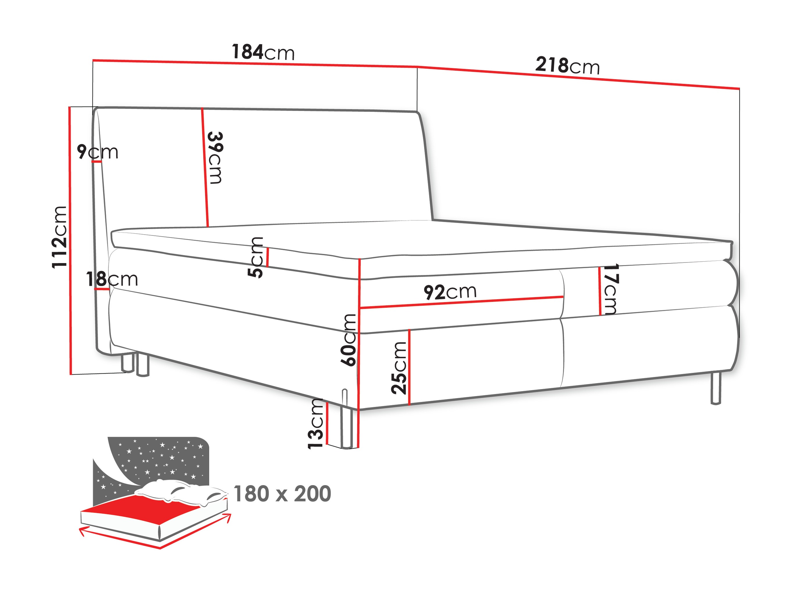 Kontinentālā gulta Portage 113 (Adventure 51)
