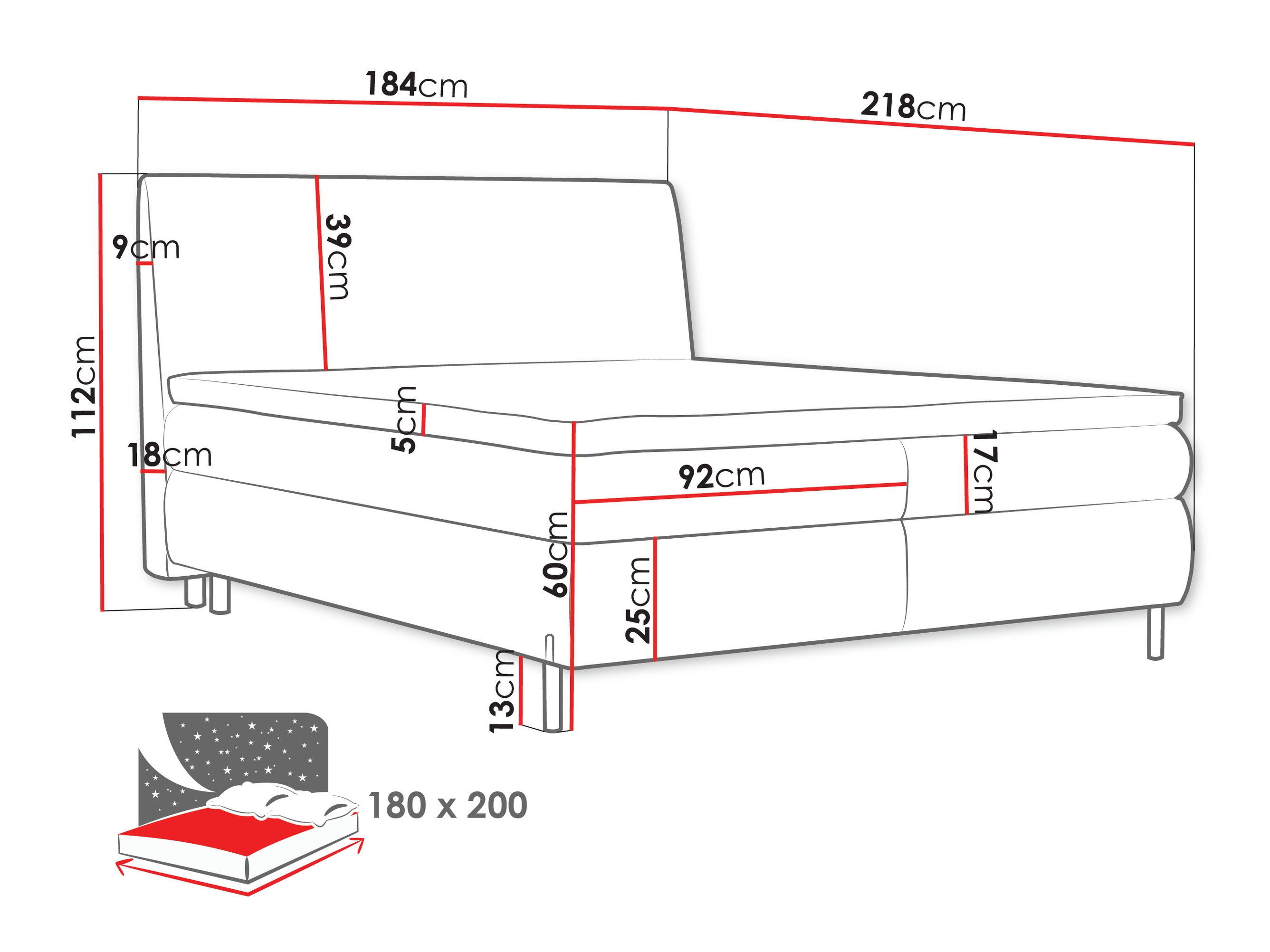 Kontinentālā gulta Portage 113 (Adventure 94)
