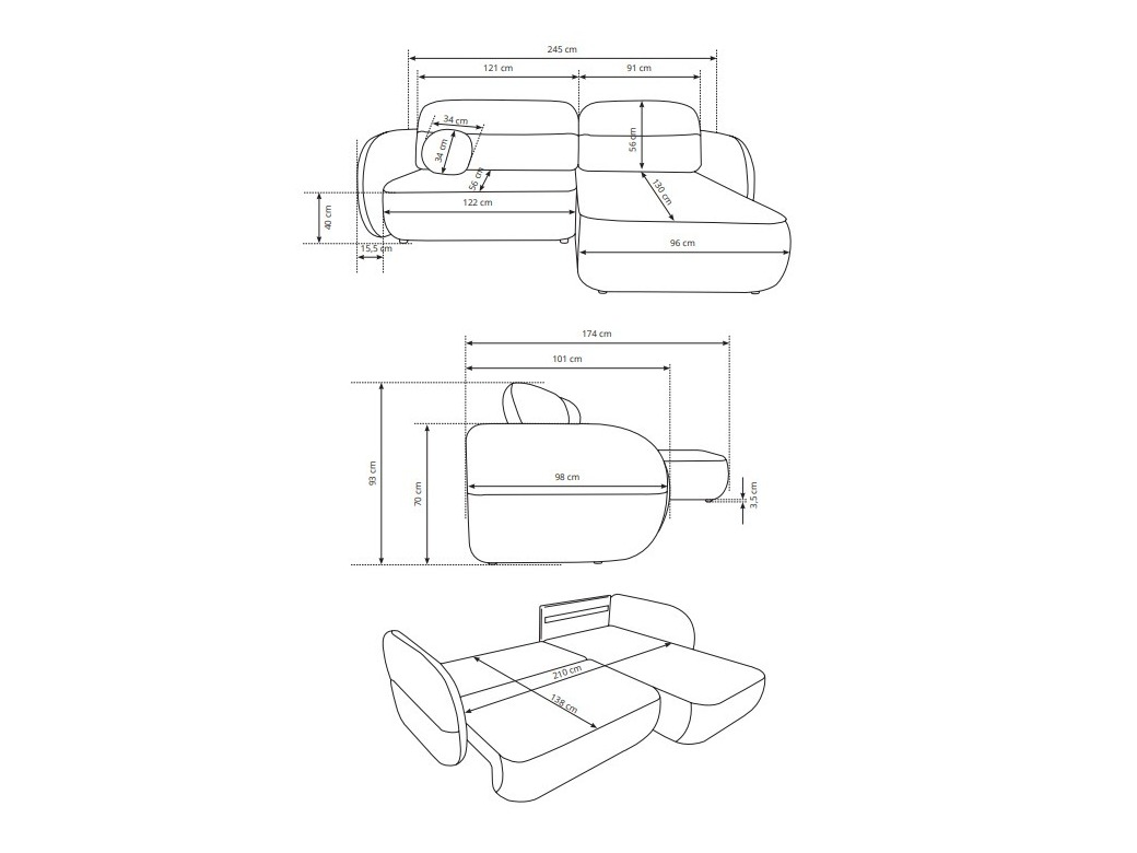 Stūra dīvāns Kingston 216