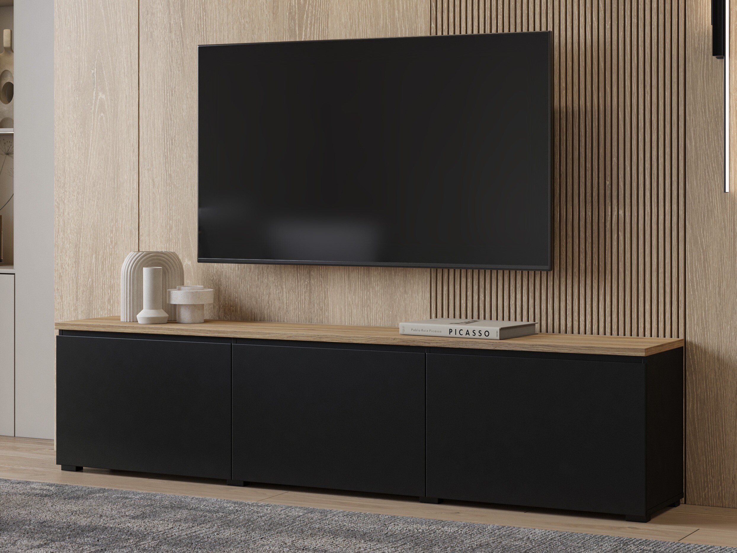TV galds Baletu 113 (Melns + Ozols)