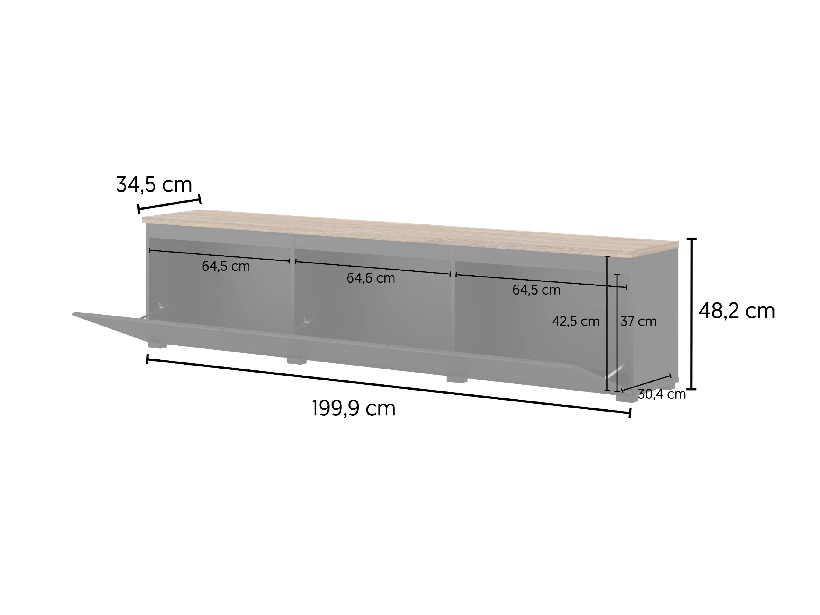 TV galds Baletu 113 (Melns + Ozols)