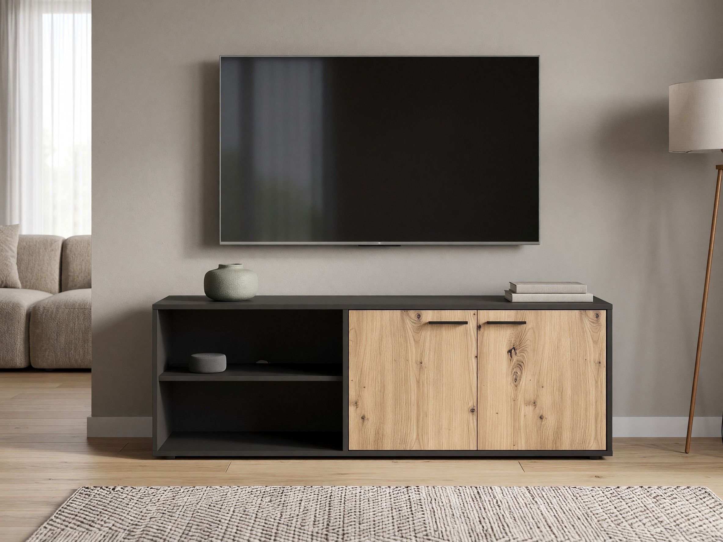 TV galds Ontario 245 (Antracīts + Artisan ozols)
